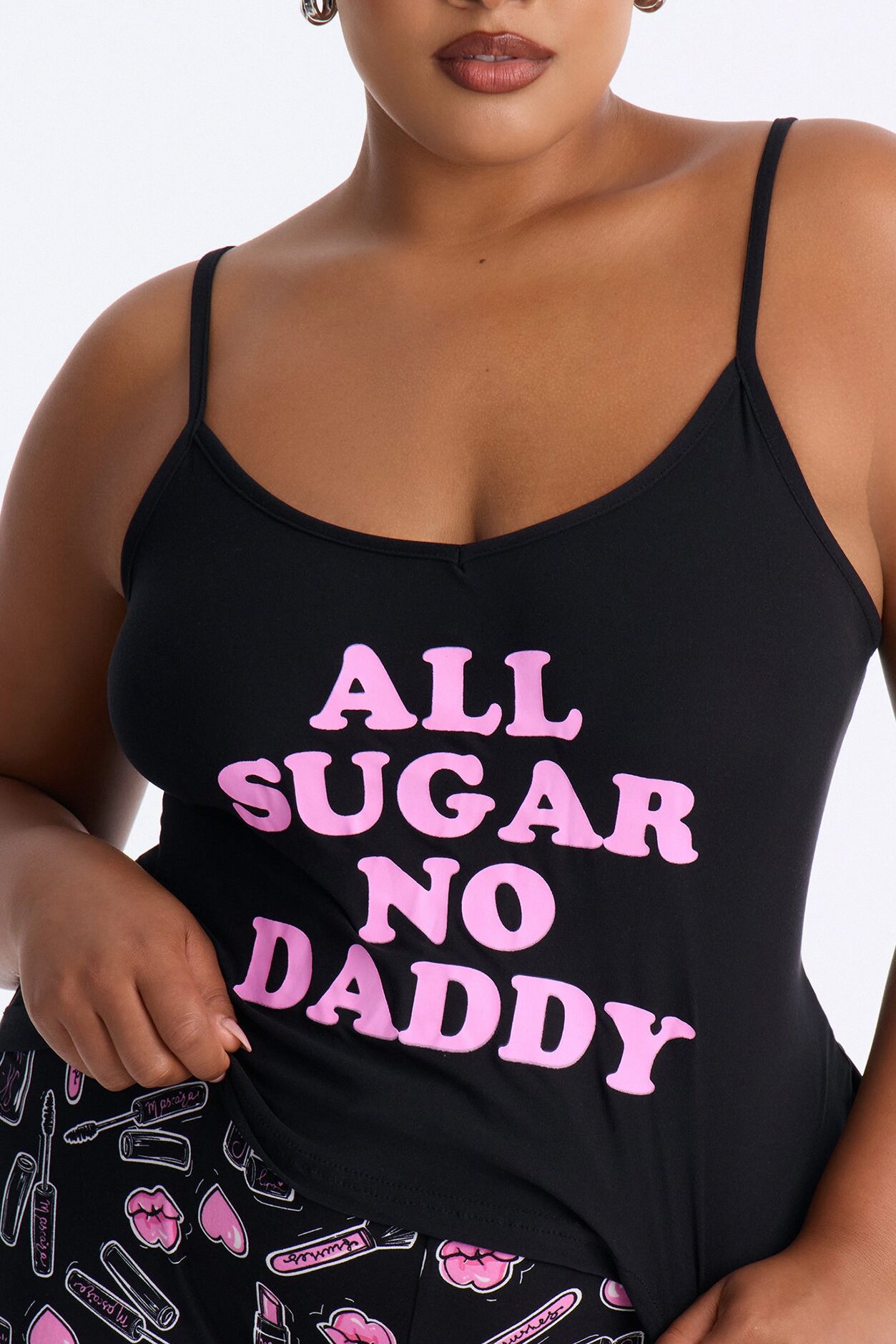 All Sugar No Daddy 2pc PJ Short Set - Black