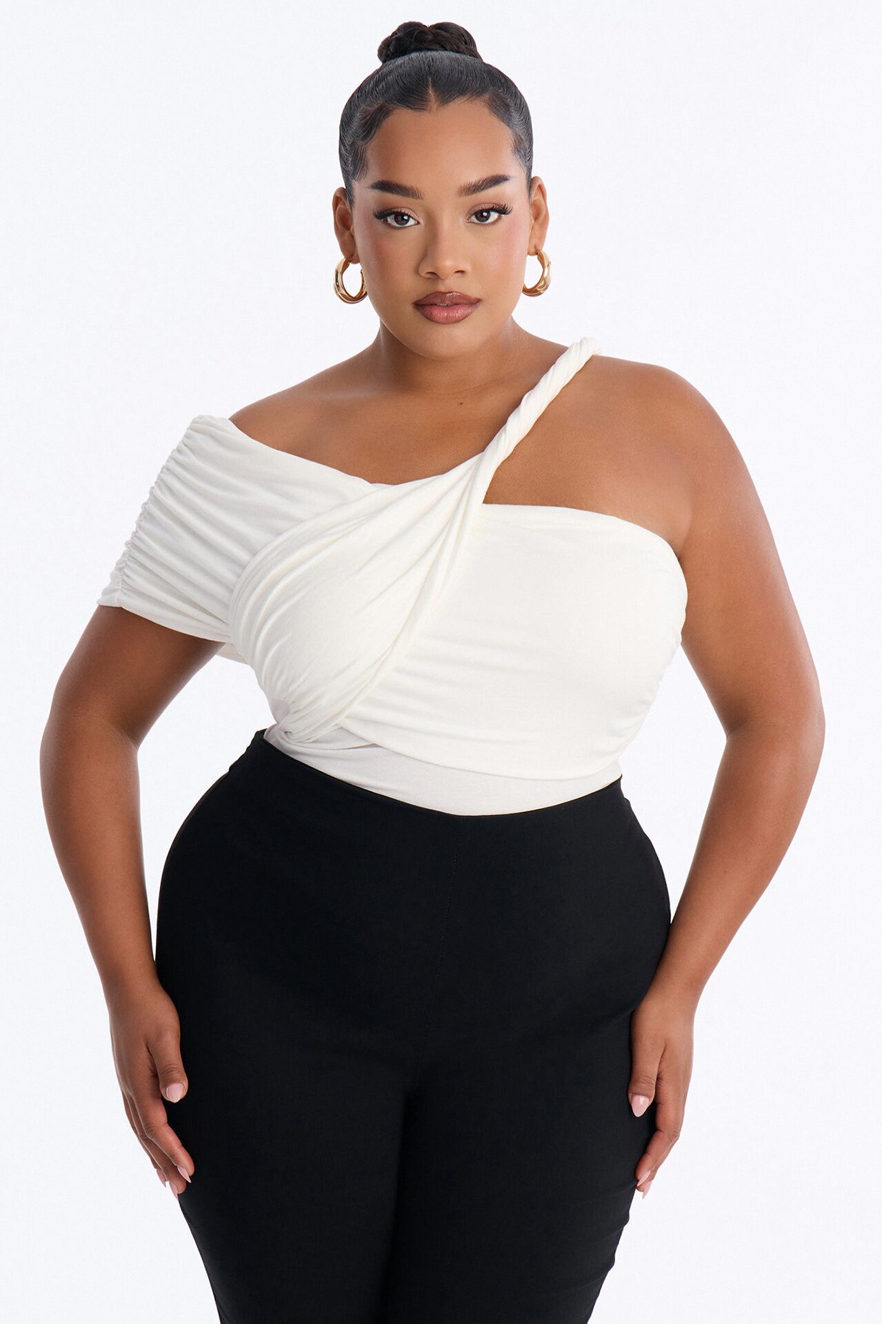 Gia Off Shoulder Twist Ruched Bodysuit - Ivory