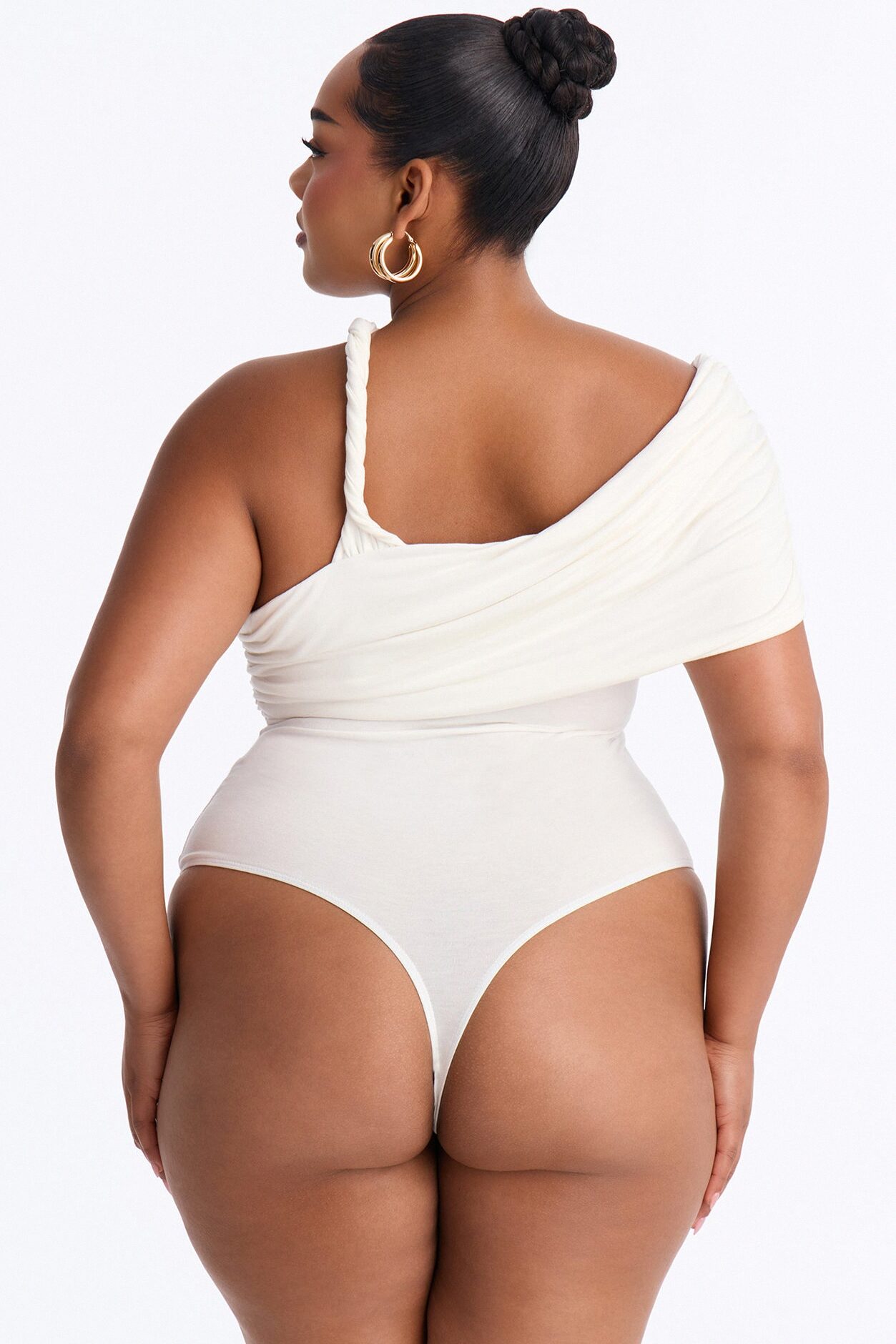 Gia Off Shoulder Twist Ruched Bodysuit - Ivory