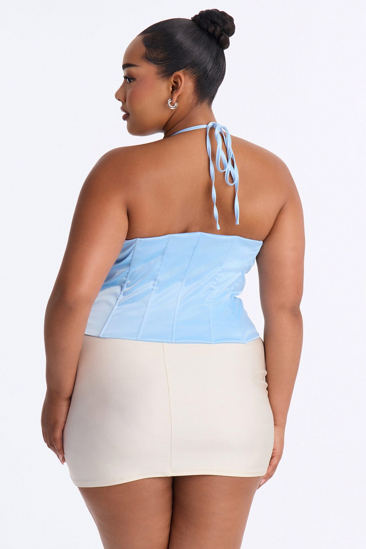 Elena Satin Halter Top - Blue