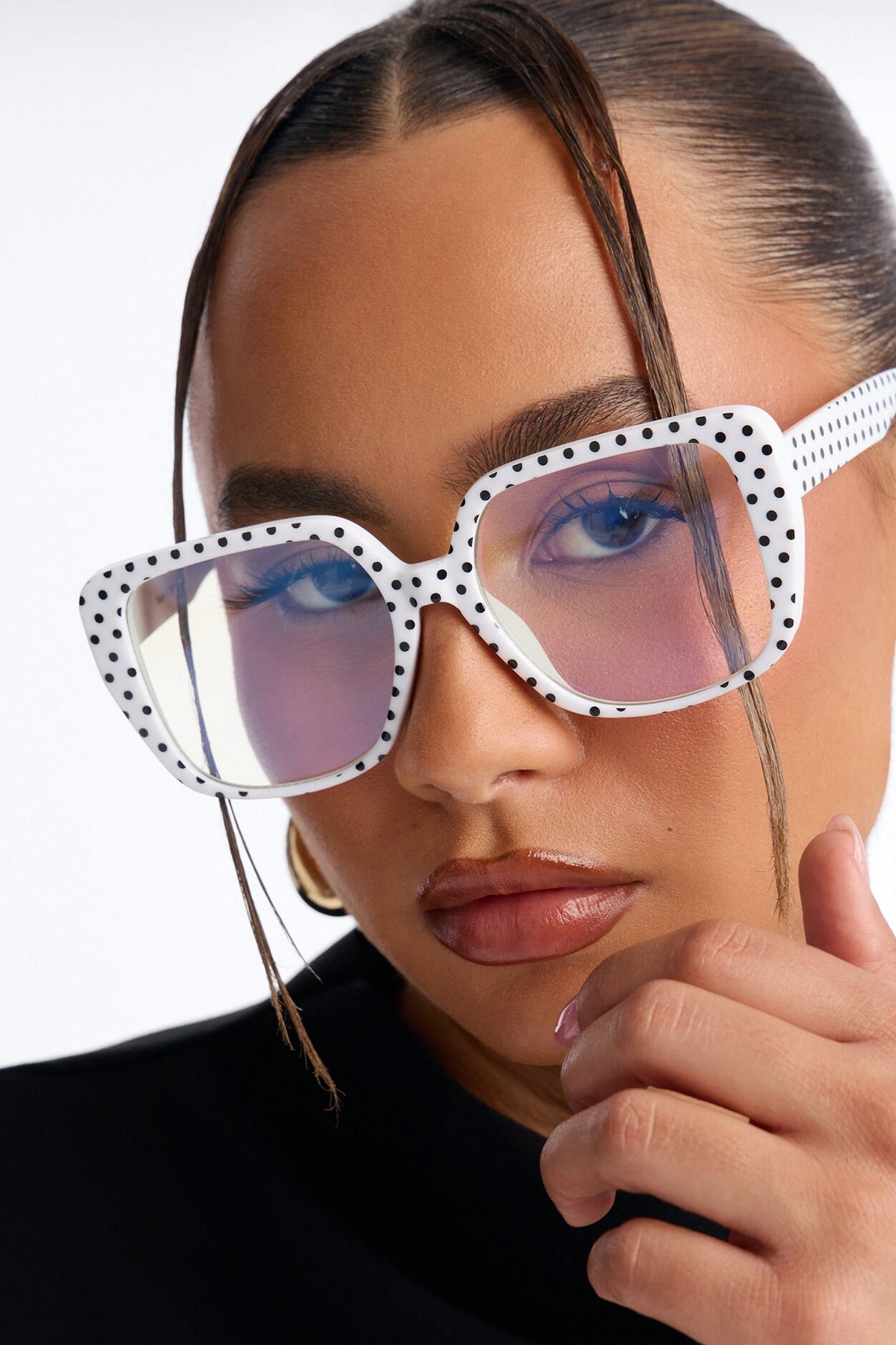 Polished Polka Dot Blue Light Glasses - White/Black