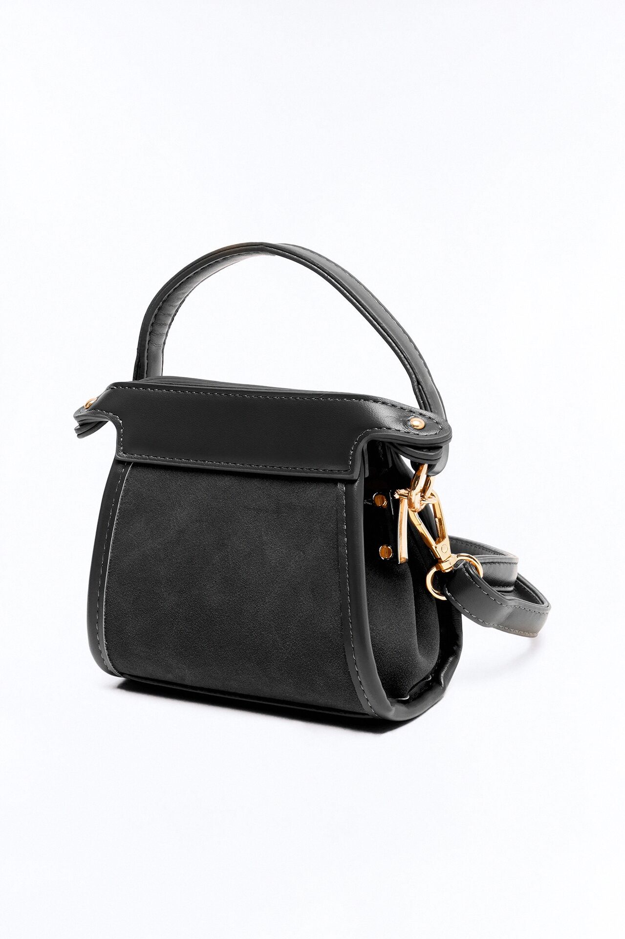 Fun Size Mini Faux Leather Crossbody Bag - Black