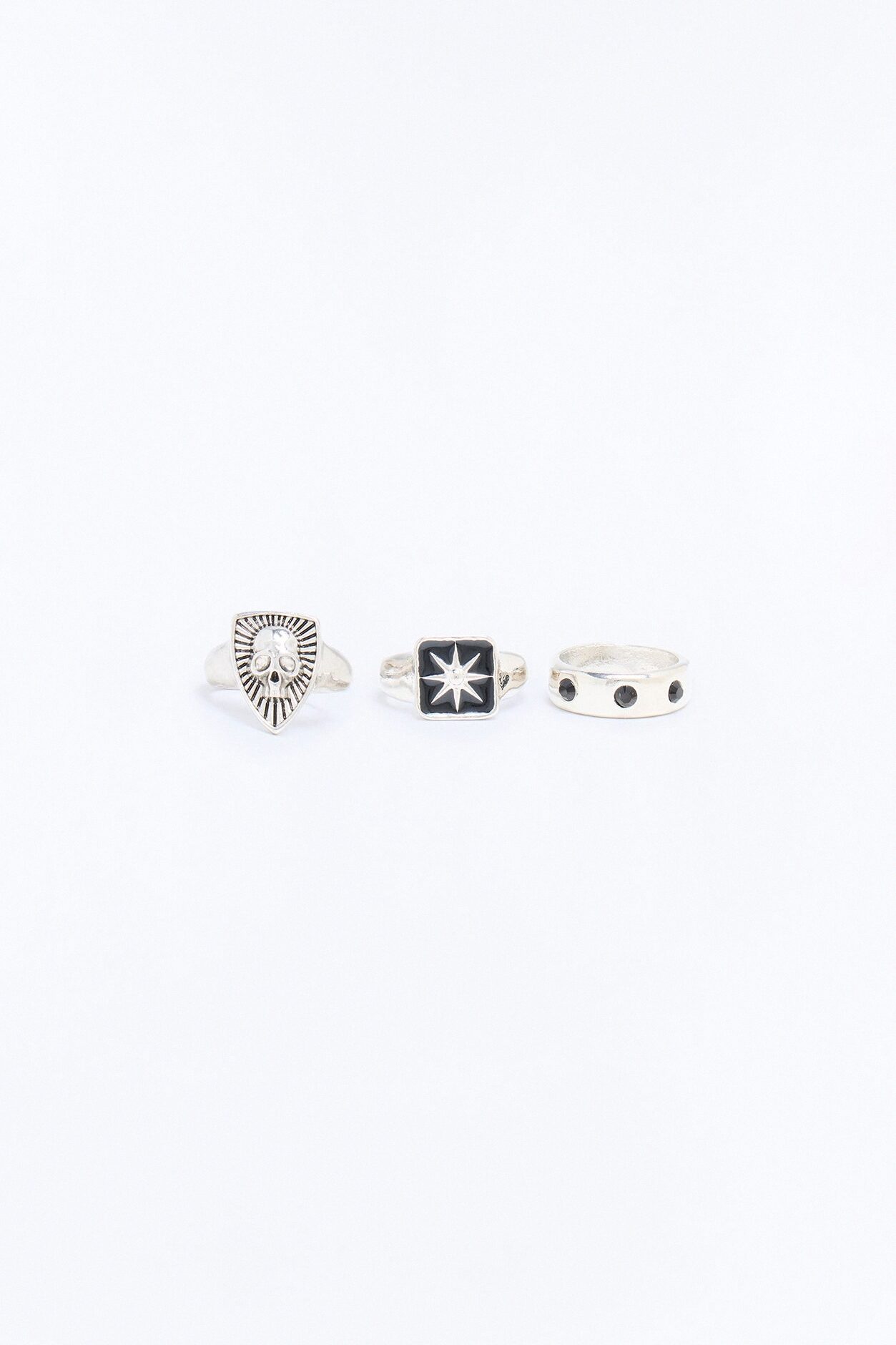 Skull And Star Ring Set - Silver