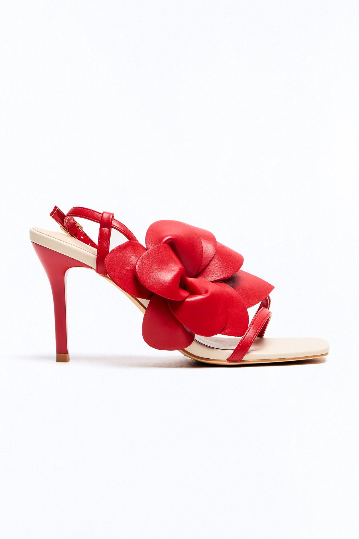 Jasmine Flower Slingback Heels - Red