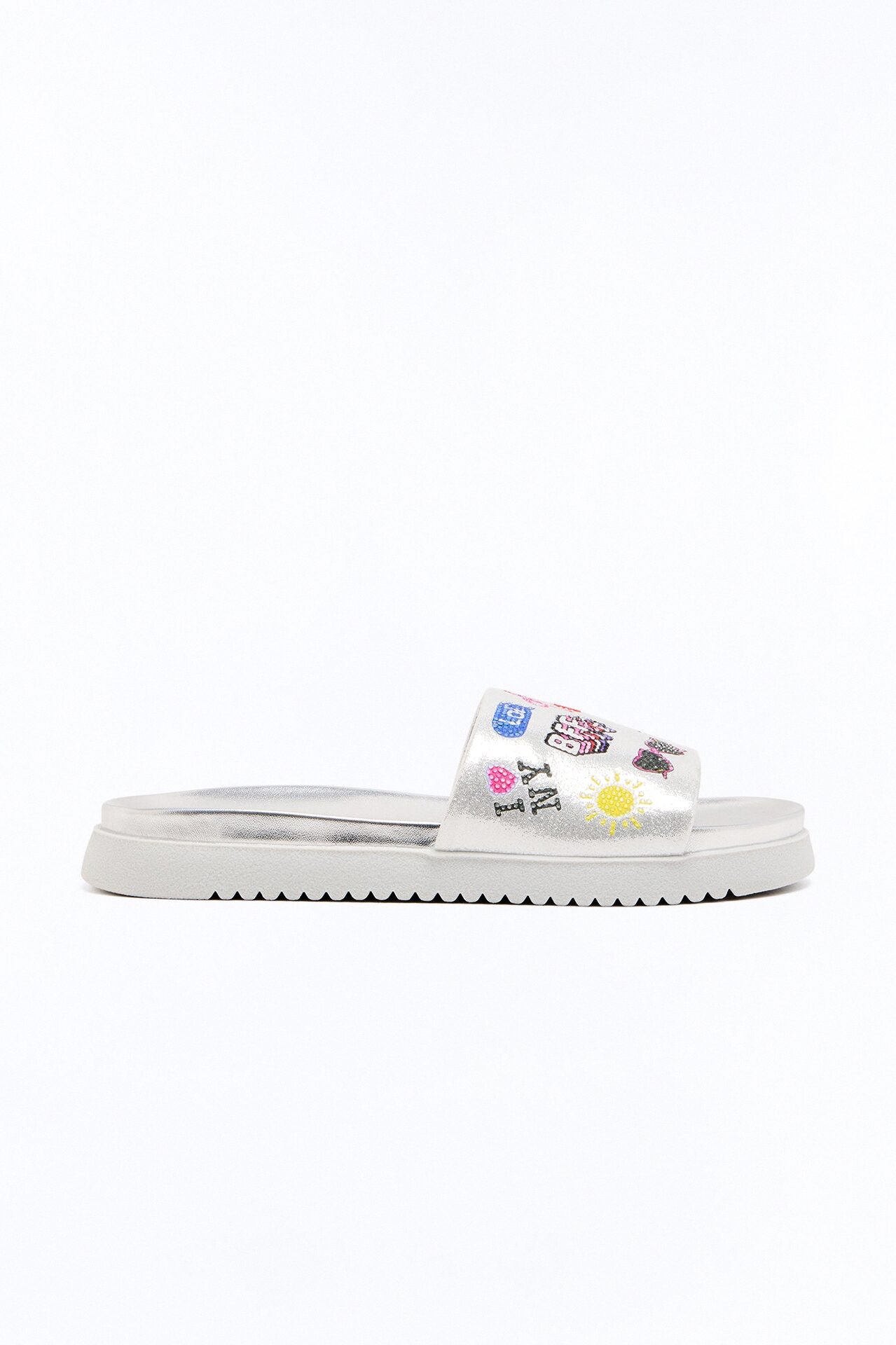 Mini Steve Madden Catch U Later Glitter Slides - Silver