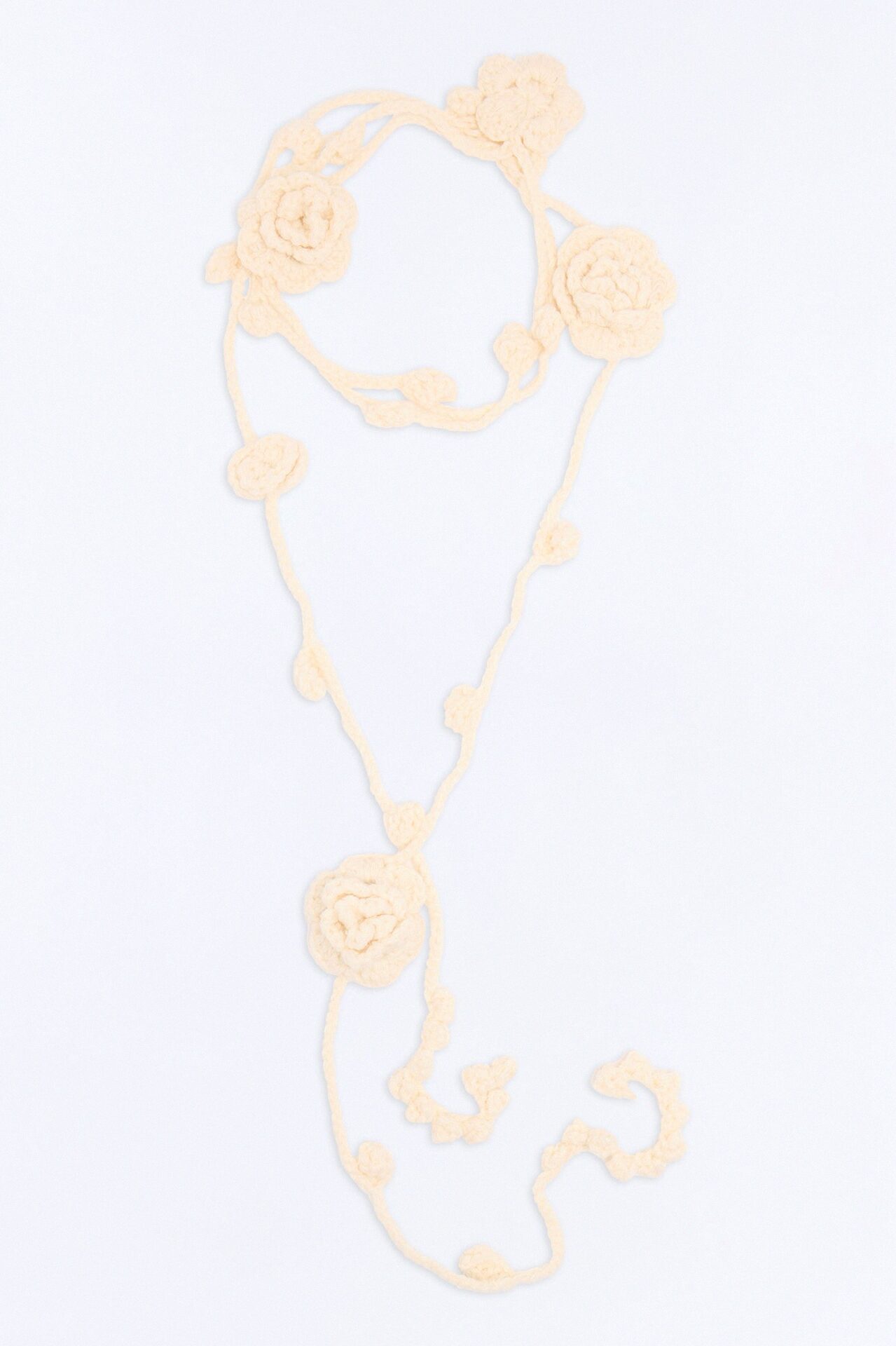 In Full Bloom Crochet Necklace Scarf - White