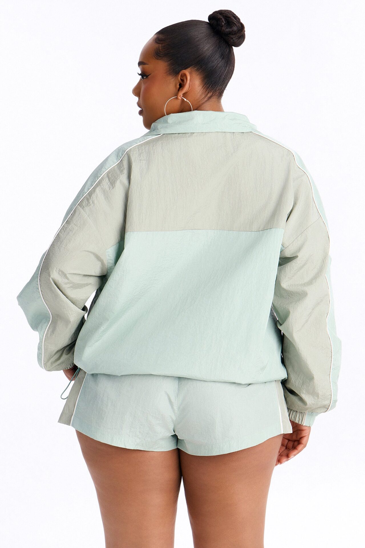 End Game Windbreaker Funnel Neck Jacket - Sage/combo