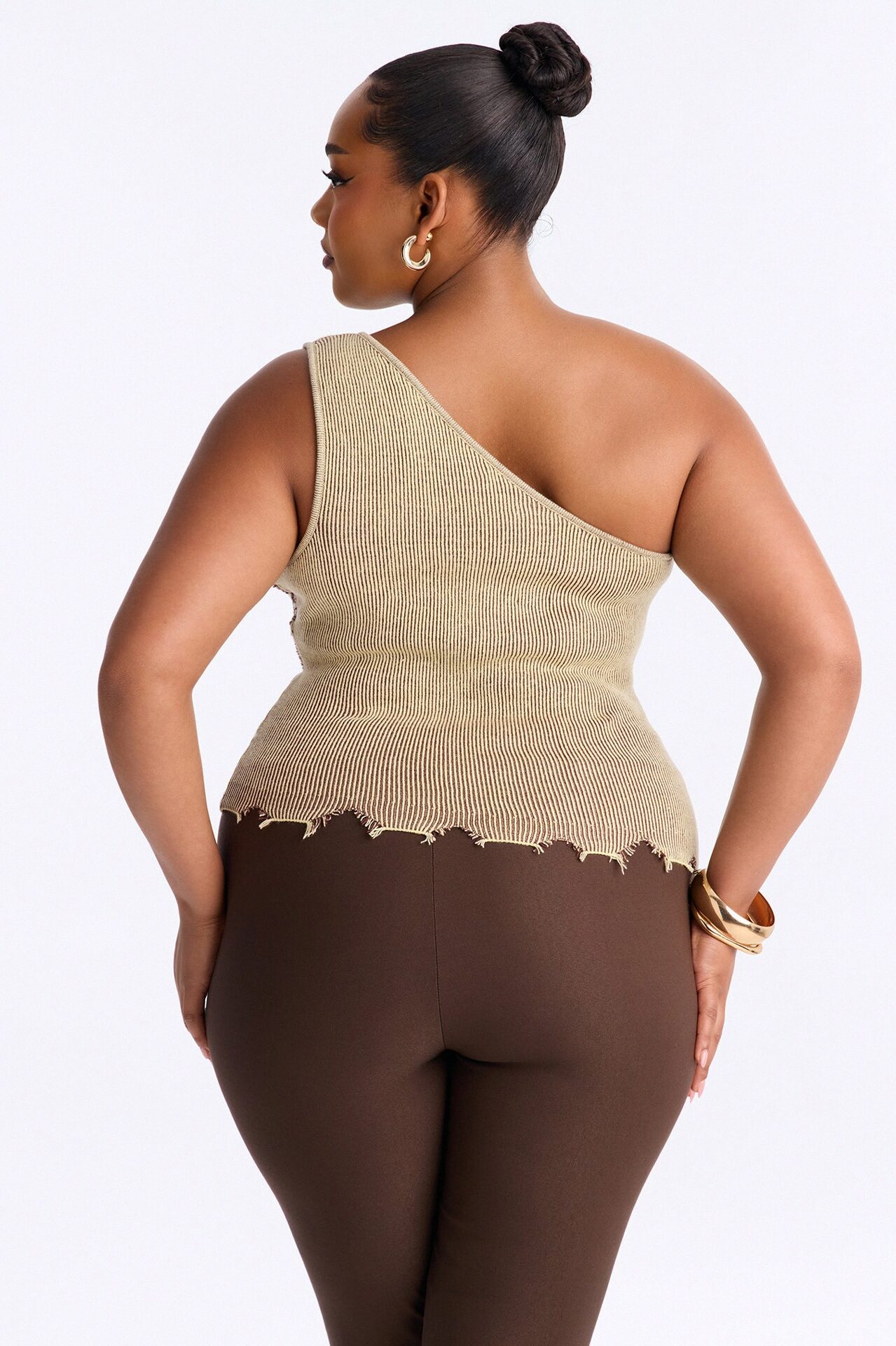 Rosie One Shoulder Sweater Top - Olive/combo