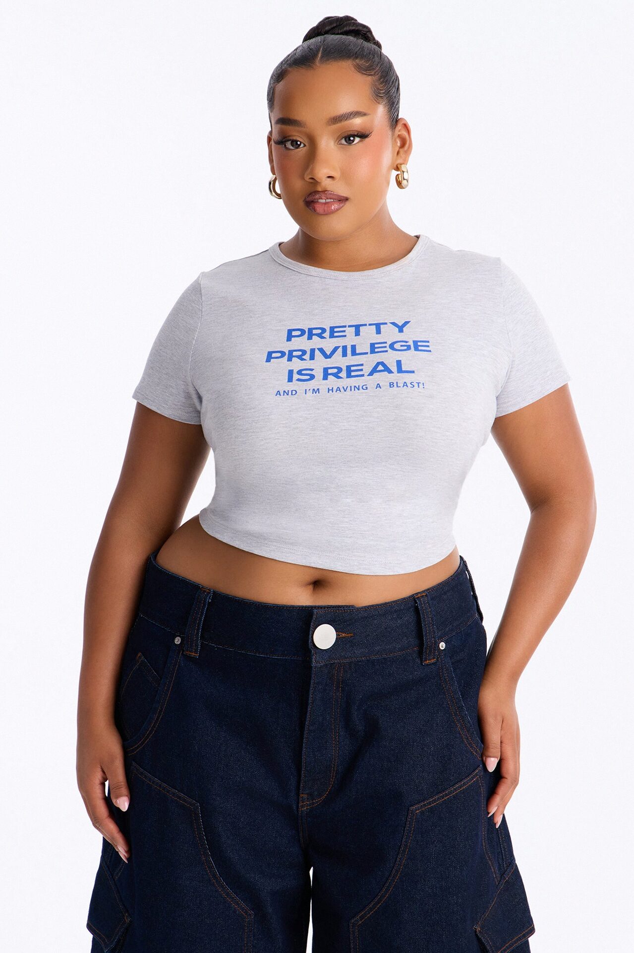 Pretty Privilege Is Real Baby Tee - Heather Grey