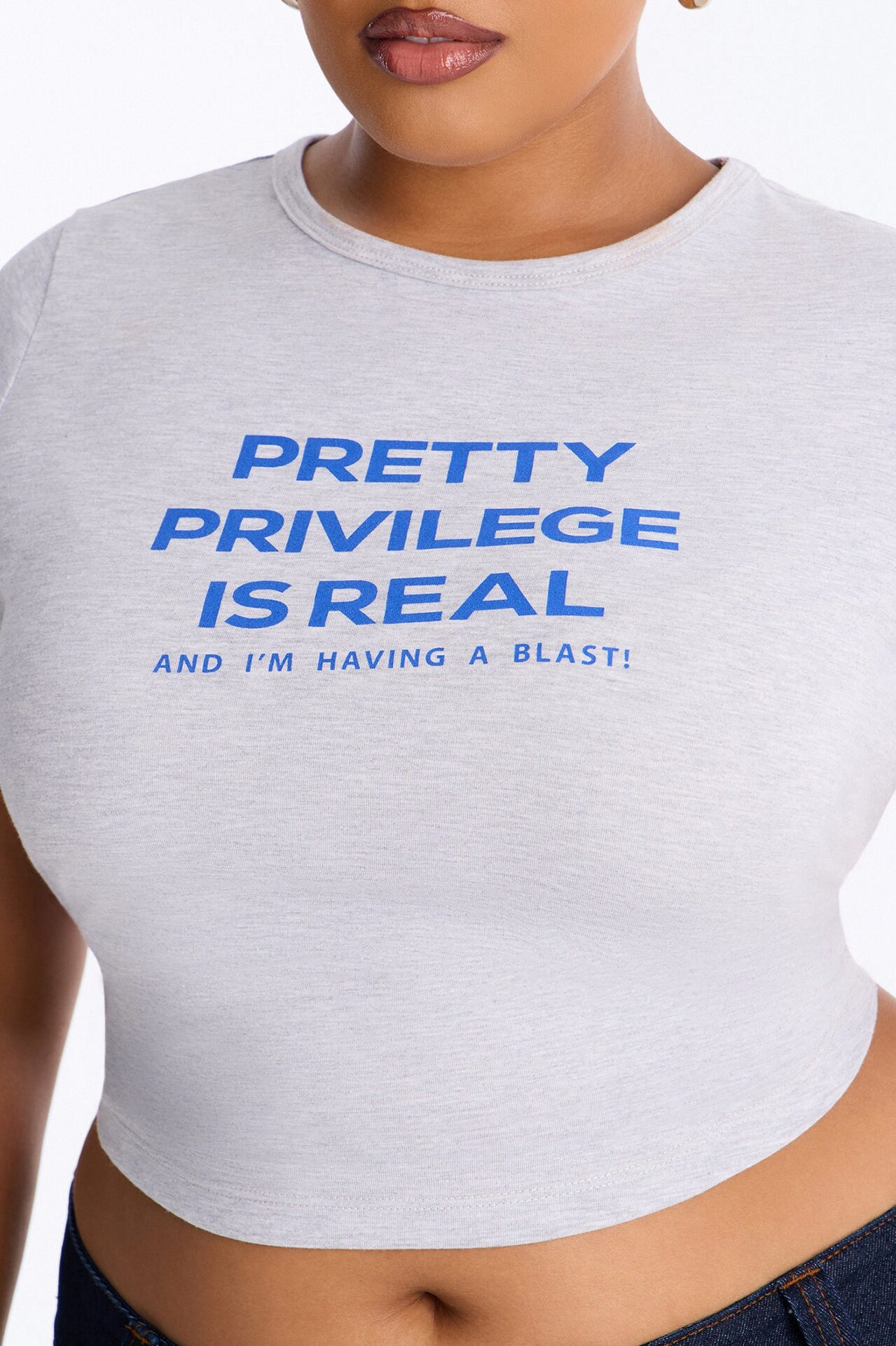 Pretty Privilege Is Real Baby Tee - Heather Grey