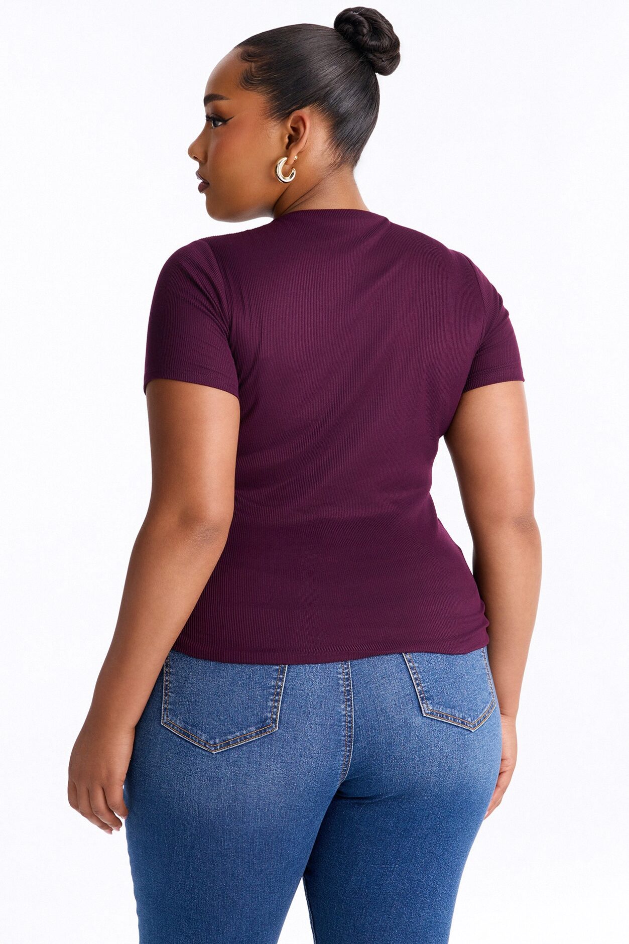 Chloe Crew Neck Short Sleeve Tee - Plum