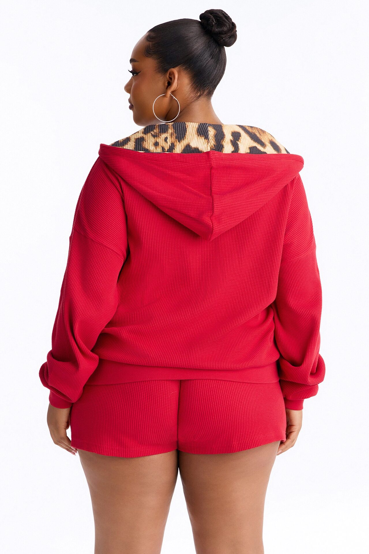 Rowan Waffle Leopard Short Set - Red/combo