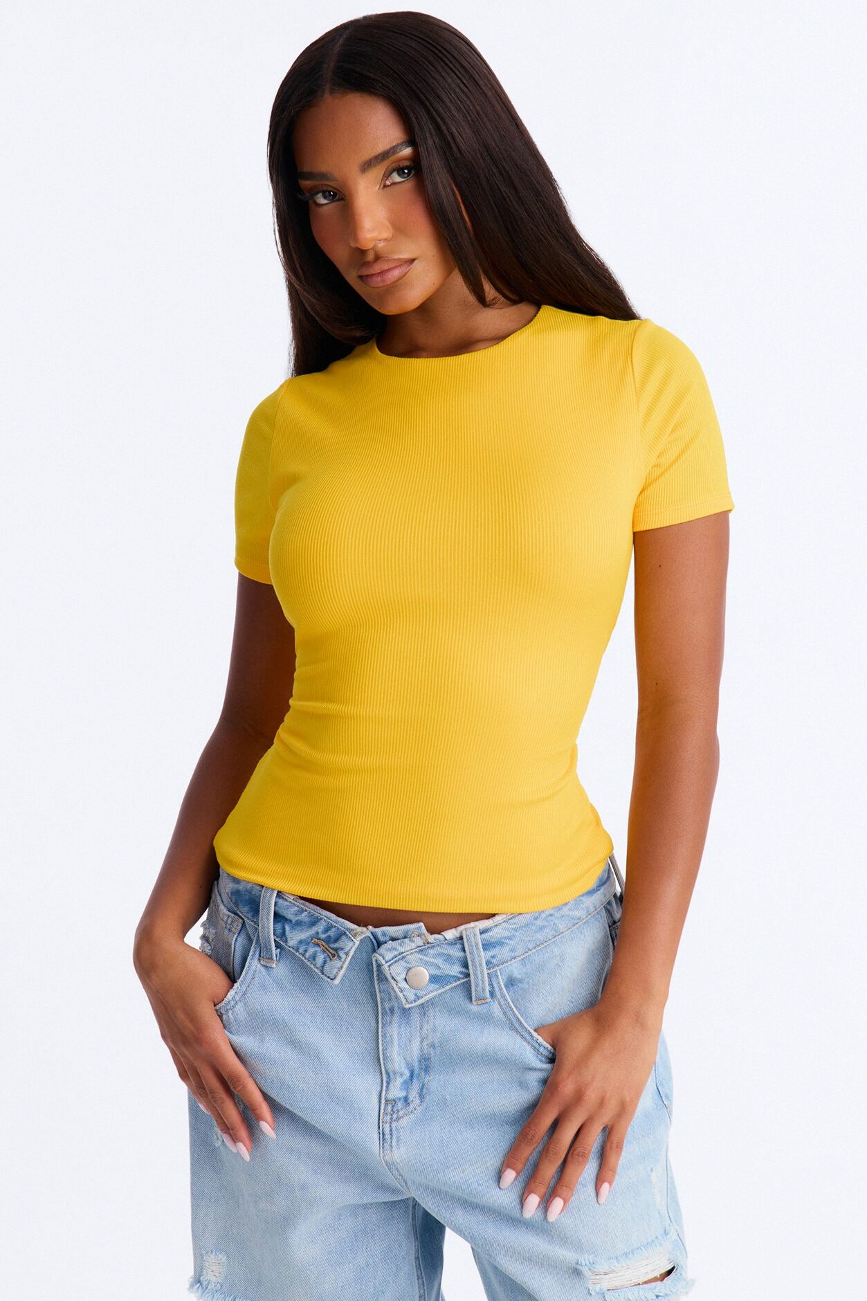 Chloe Crew Neck Short Sleeve Tee - Orange