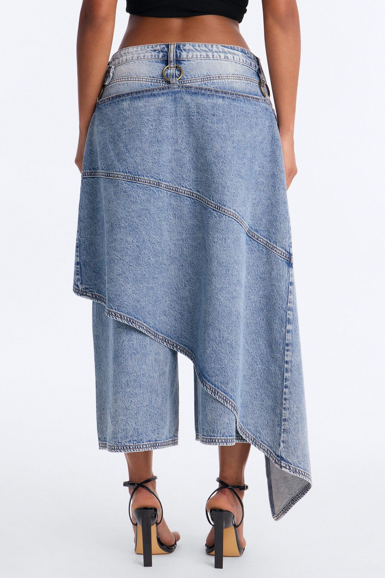 Dual Reality Overlay Culotte Jeans - Light Wash