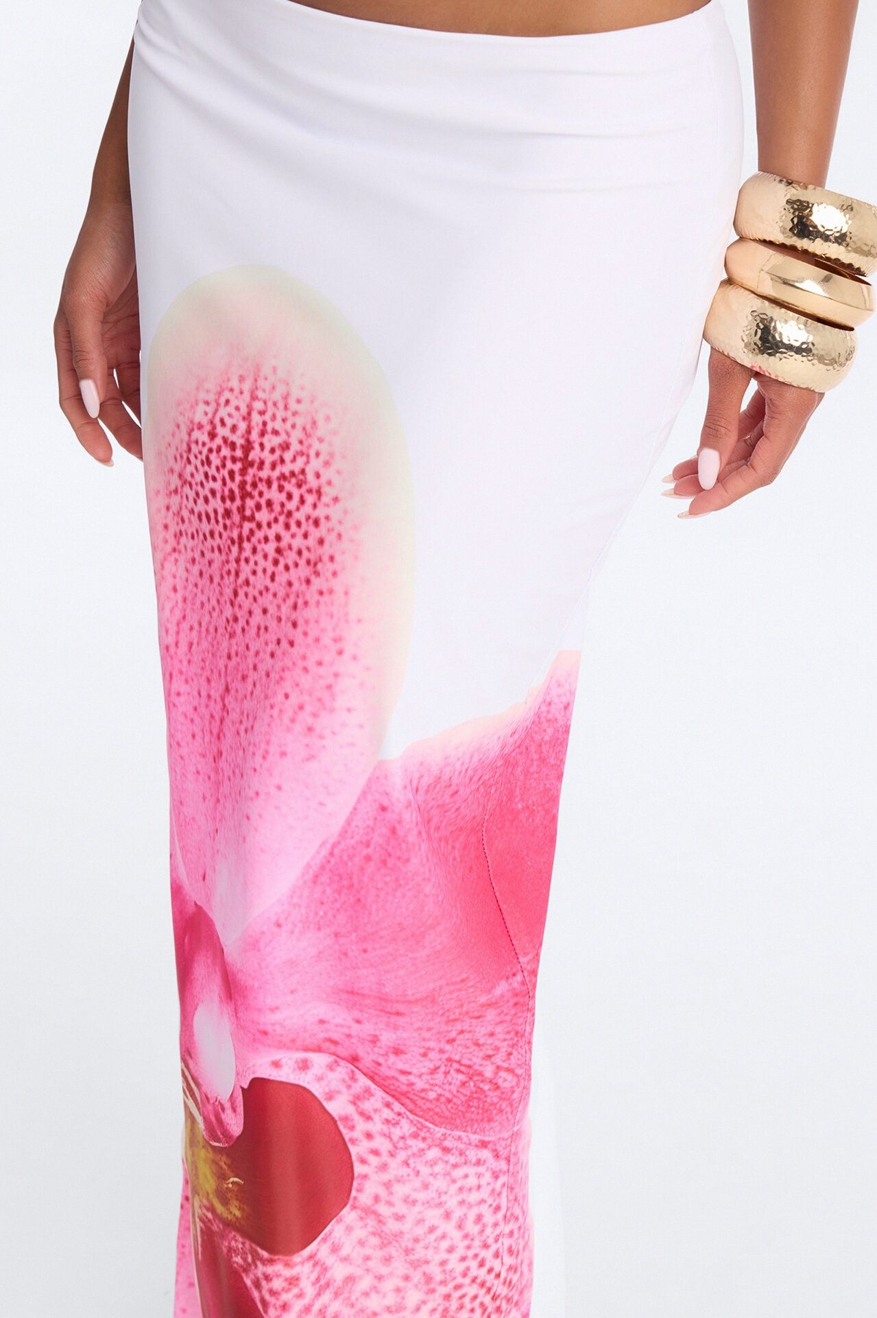 Aurielle Floral Slit Maxi Skirt - Pink/combo