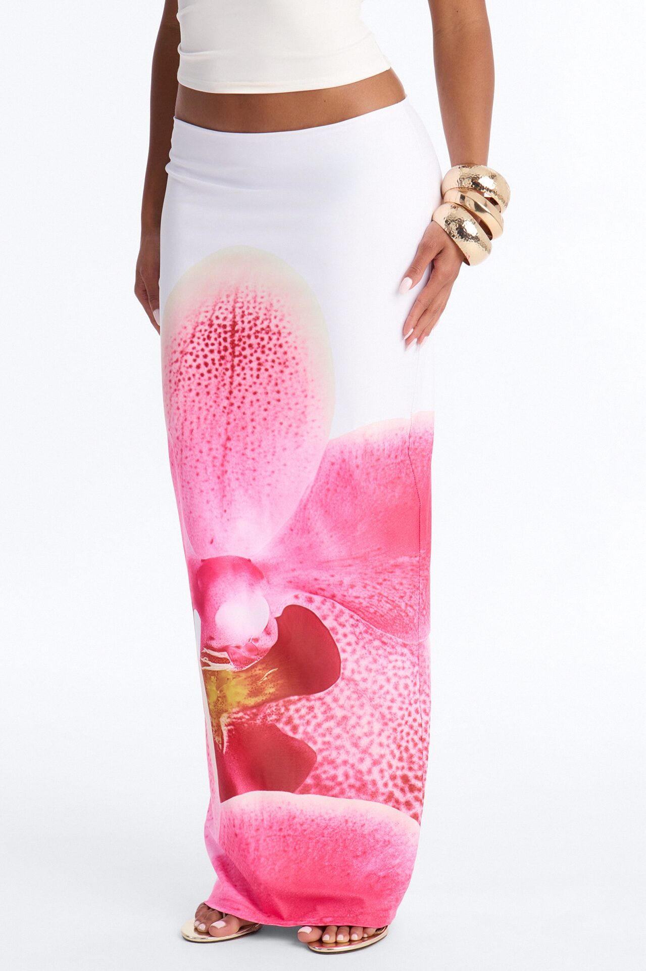 Aurielle Floral Slit Maxi Skirt - Pink/combo