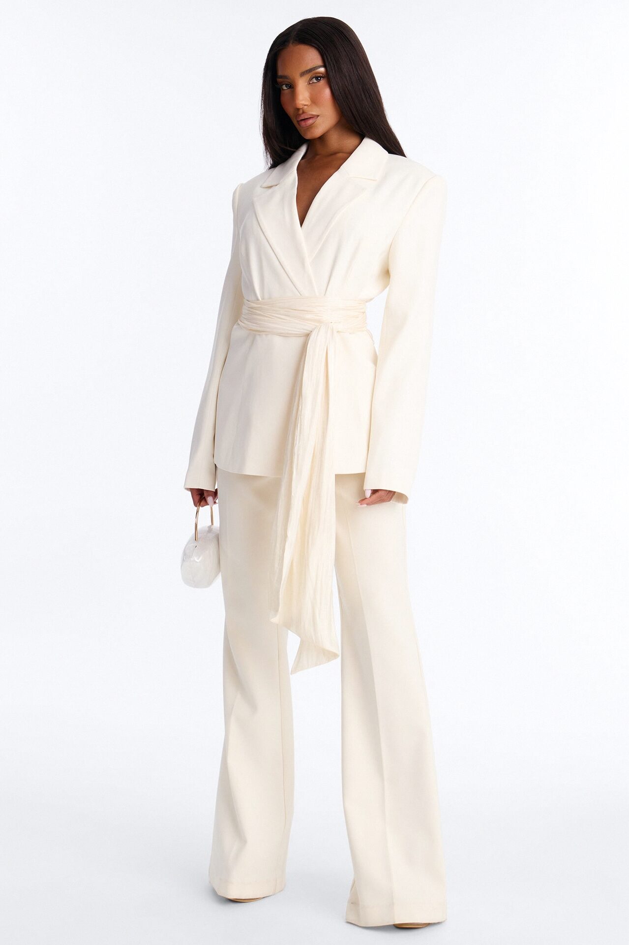 Stella Wrap Waist Blazer Single Breasted Blazer - Ivory