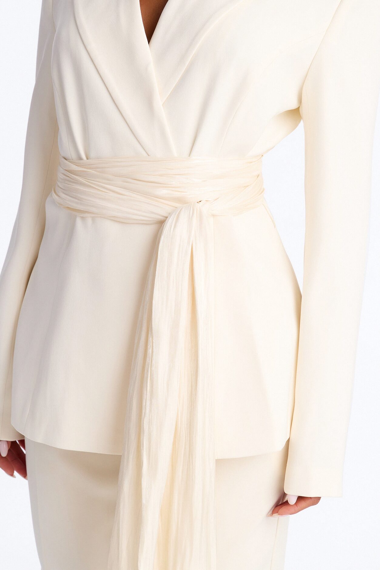 Stella Wrap Waist Blazer Single Breasted Blazer - Ivory