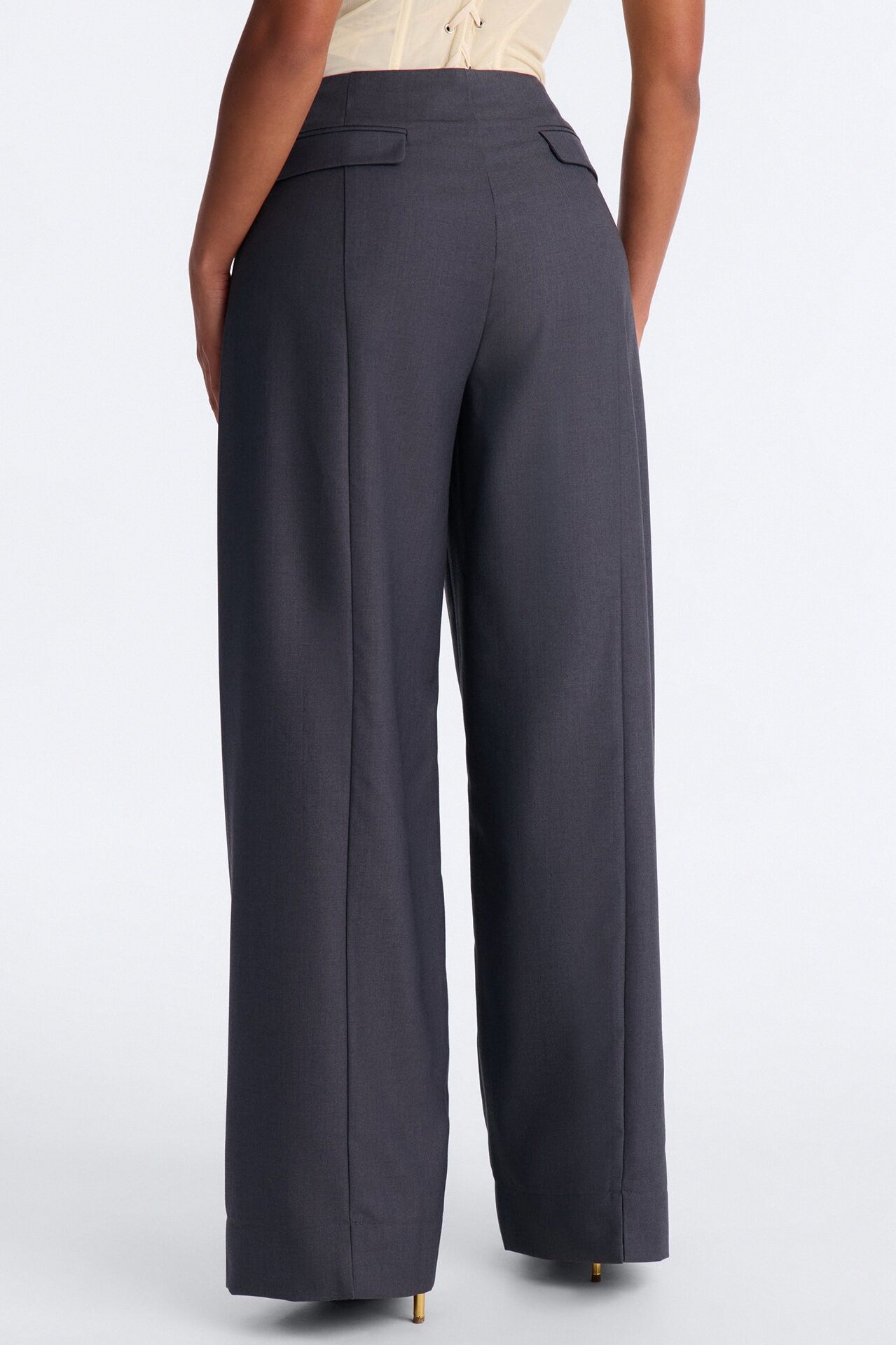 Mark Kate Button Cuff Barrel Leg Trouser - Charcoal
