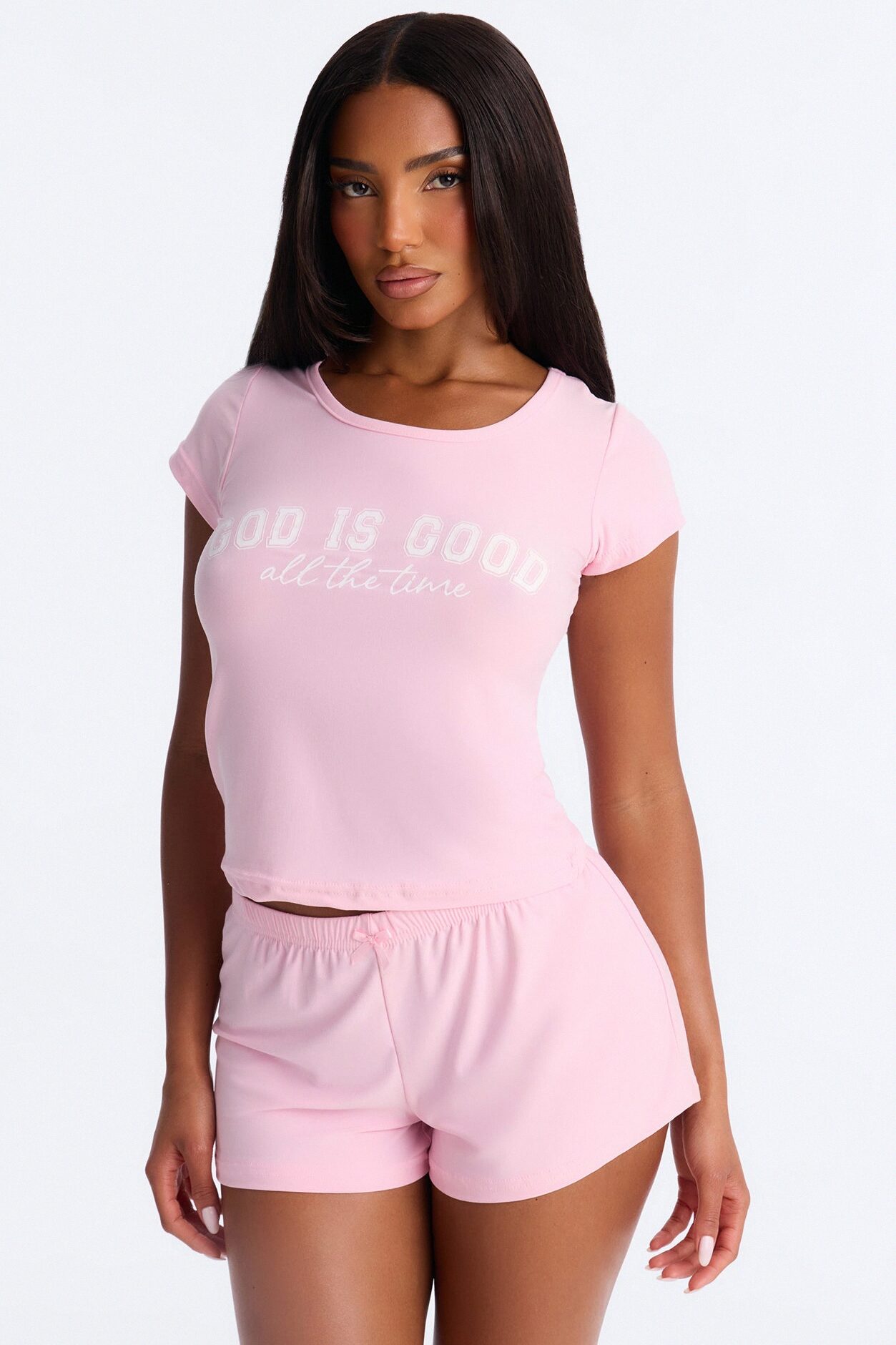 God Is Good All The Time PJ Short Set - Pink