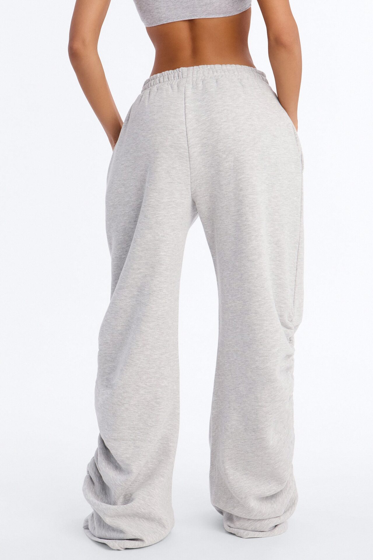 Meghan Ruched Leg Fleece Lounge Pant - Heather Grey