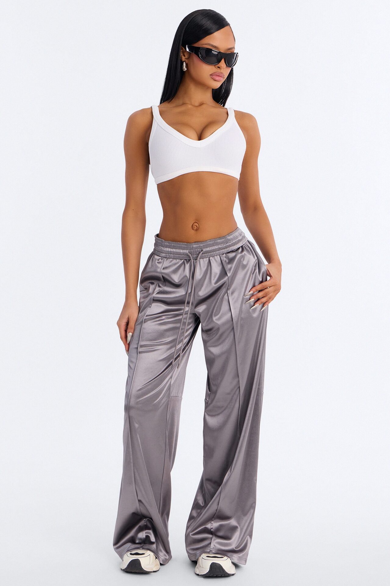 Everyday Essential Shiny Track Pant - Gunmetal