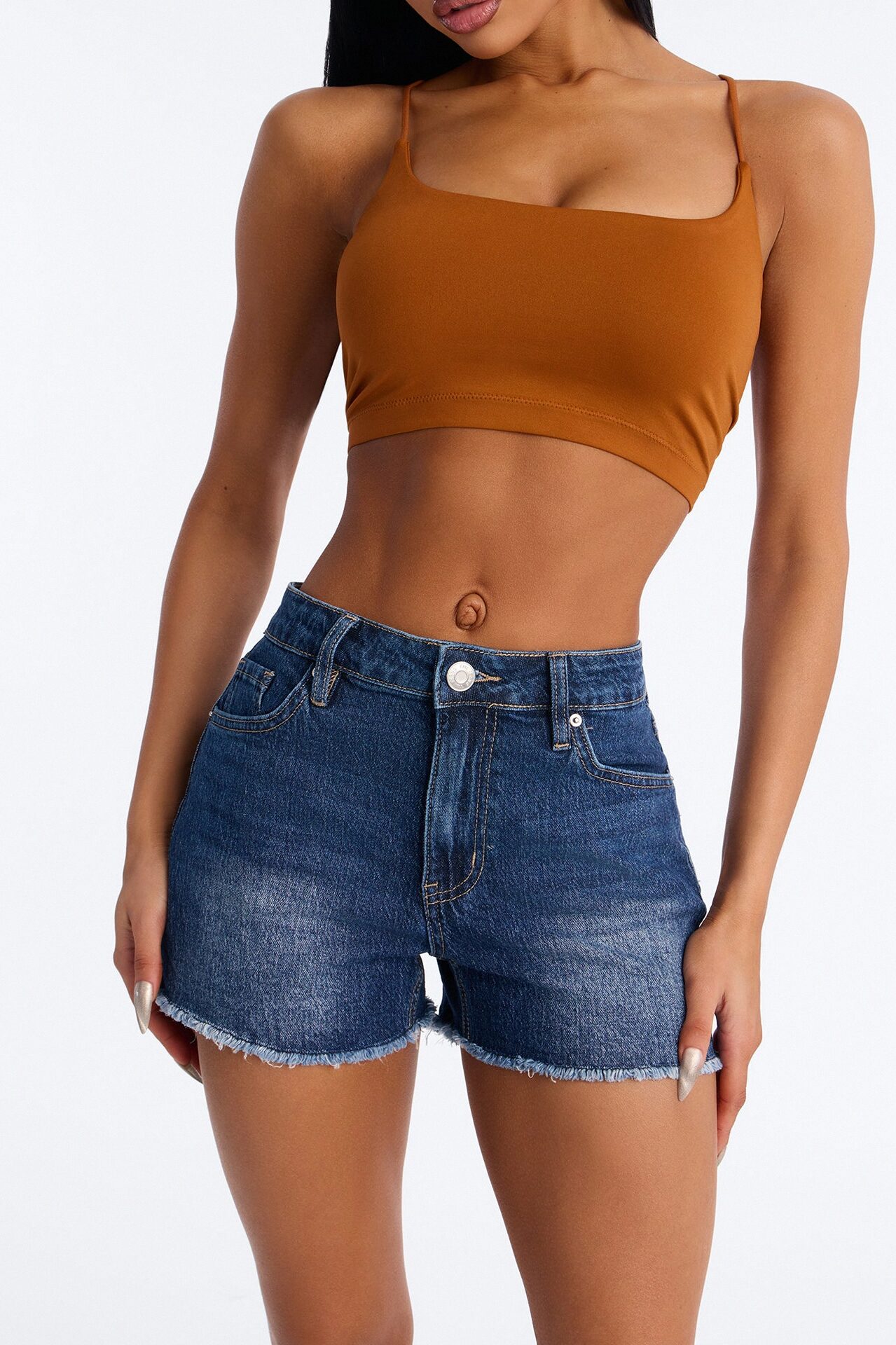 Denise Cut Off Denim Shorts - Dark Wash