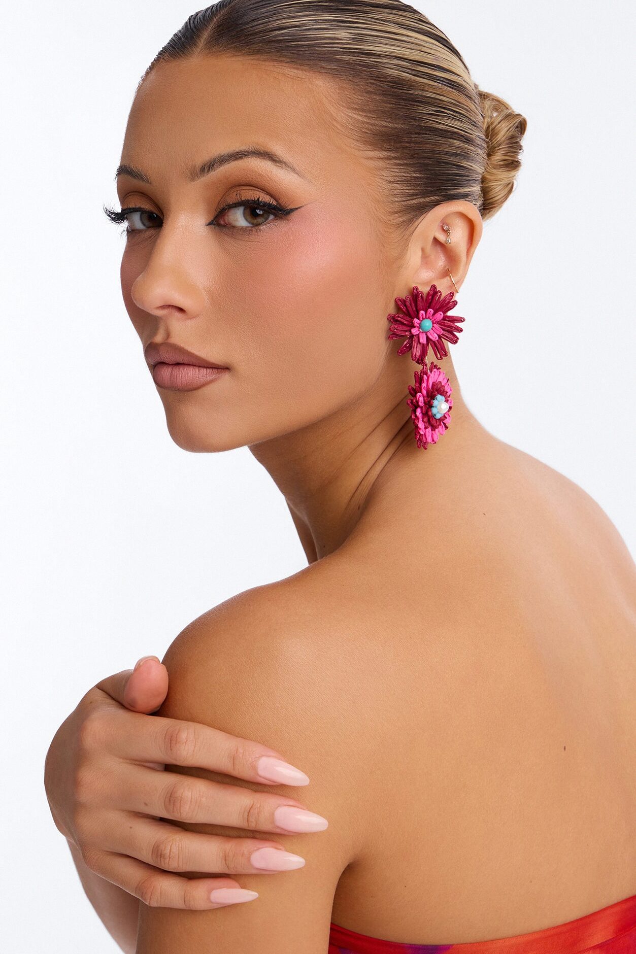 Hibiscus Blossom Earrings - Plum