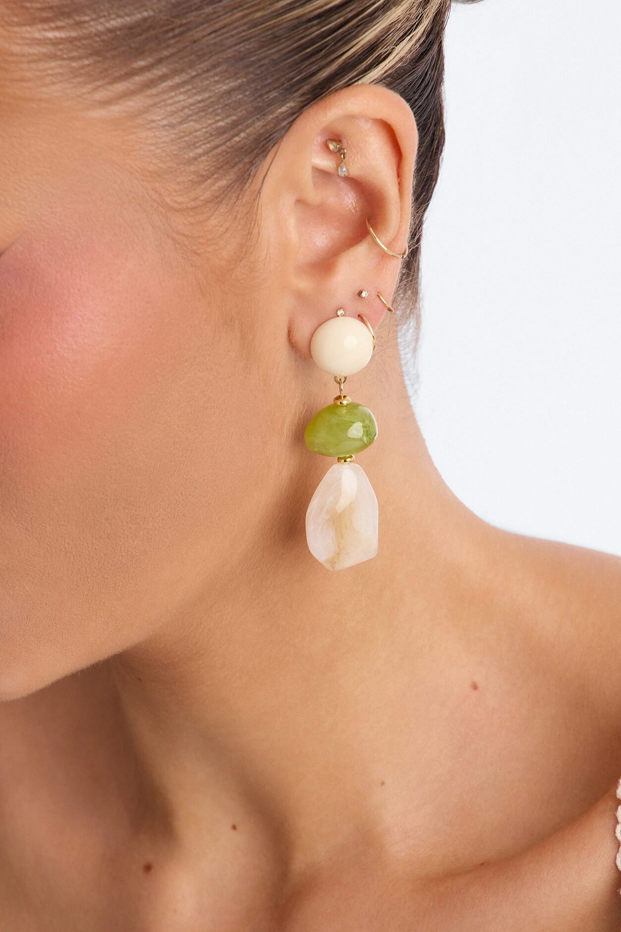 Palm Sway Drop Earrings - Ivory/combo