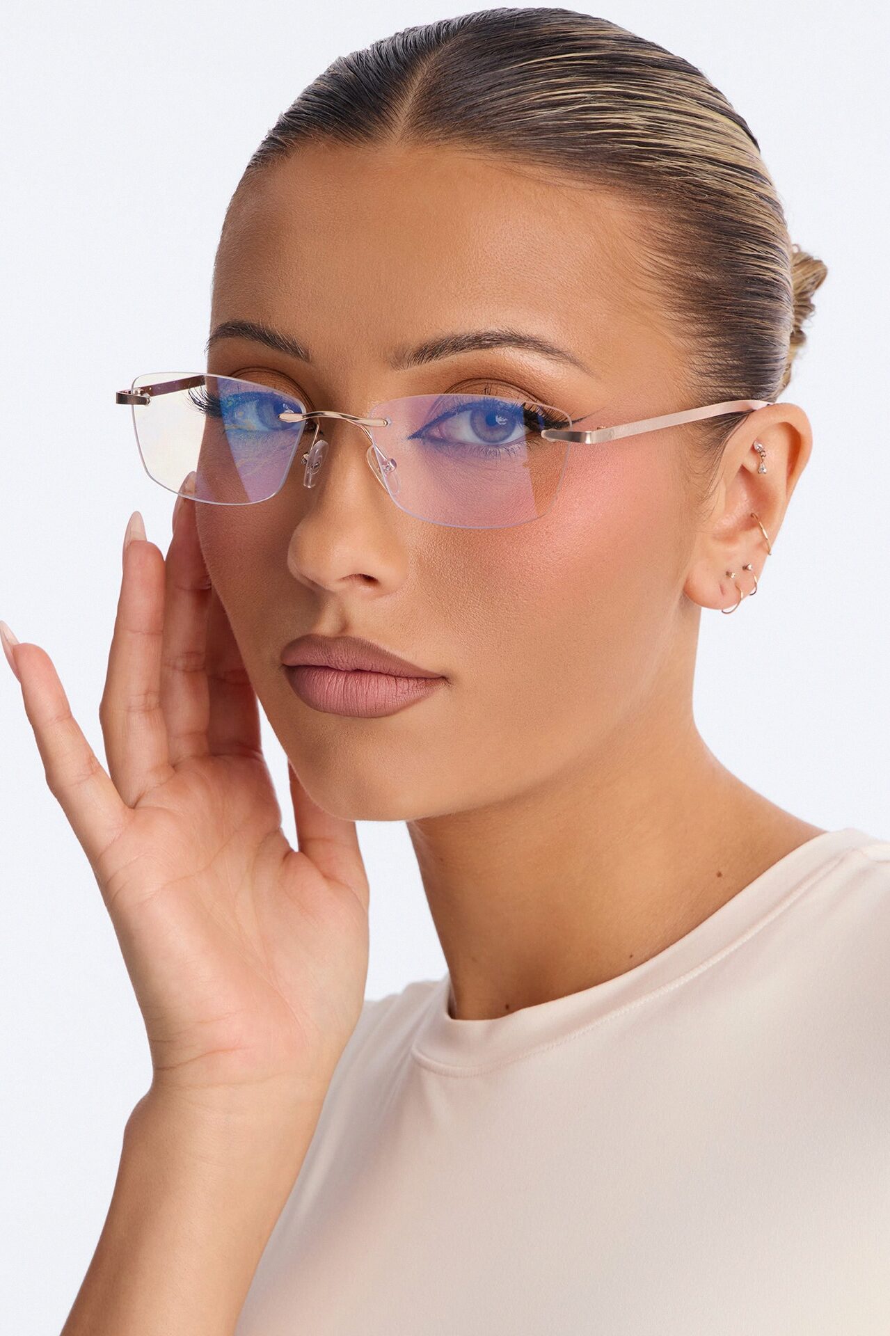 Clearview Edge Rimless Square Blue Light Glasses - Gold