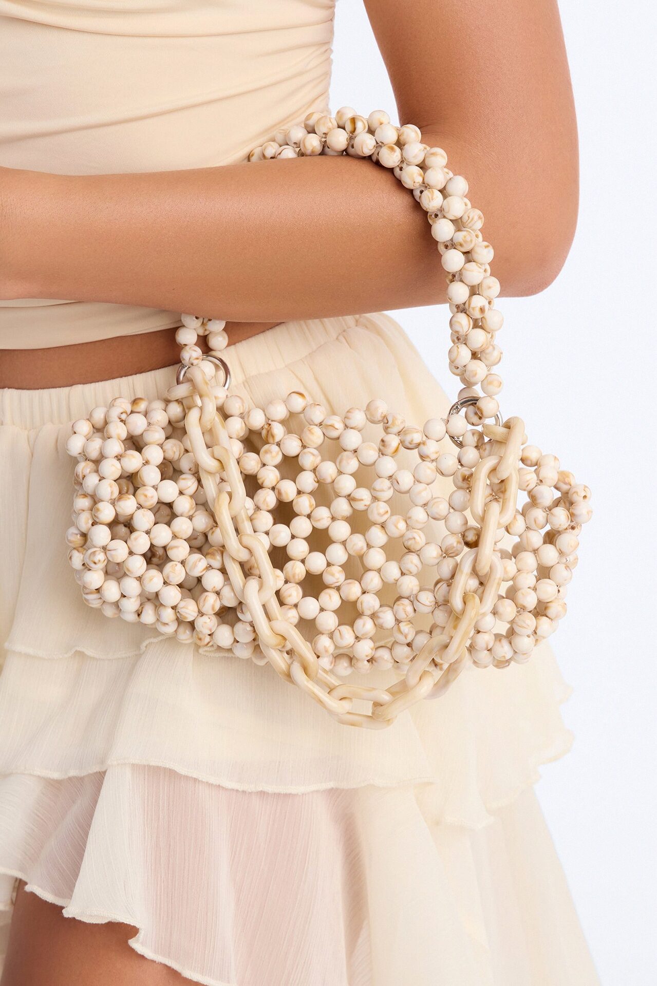 My Highest Bead Satchel Bag - Ivory/combo
