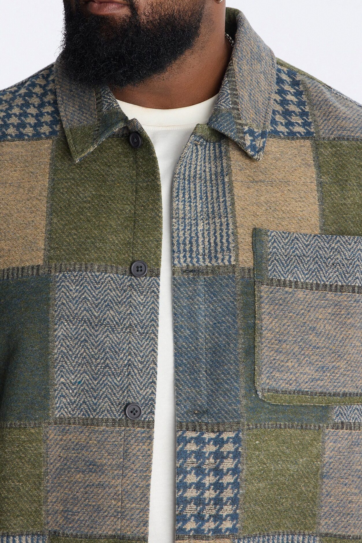 They're Satisfied Patch Relaxed Button Up Shirt - Olive