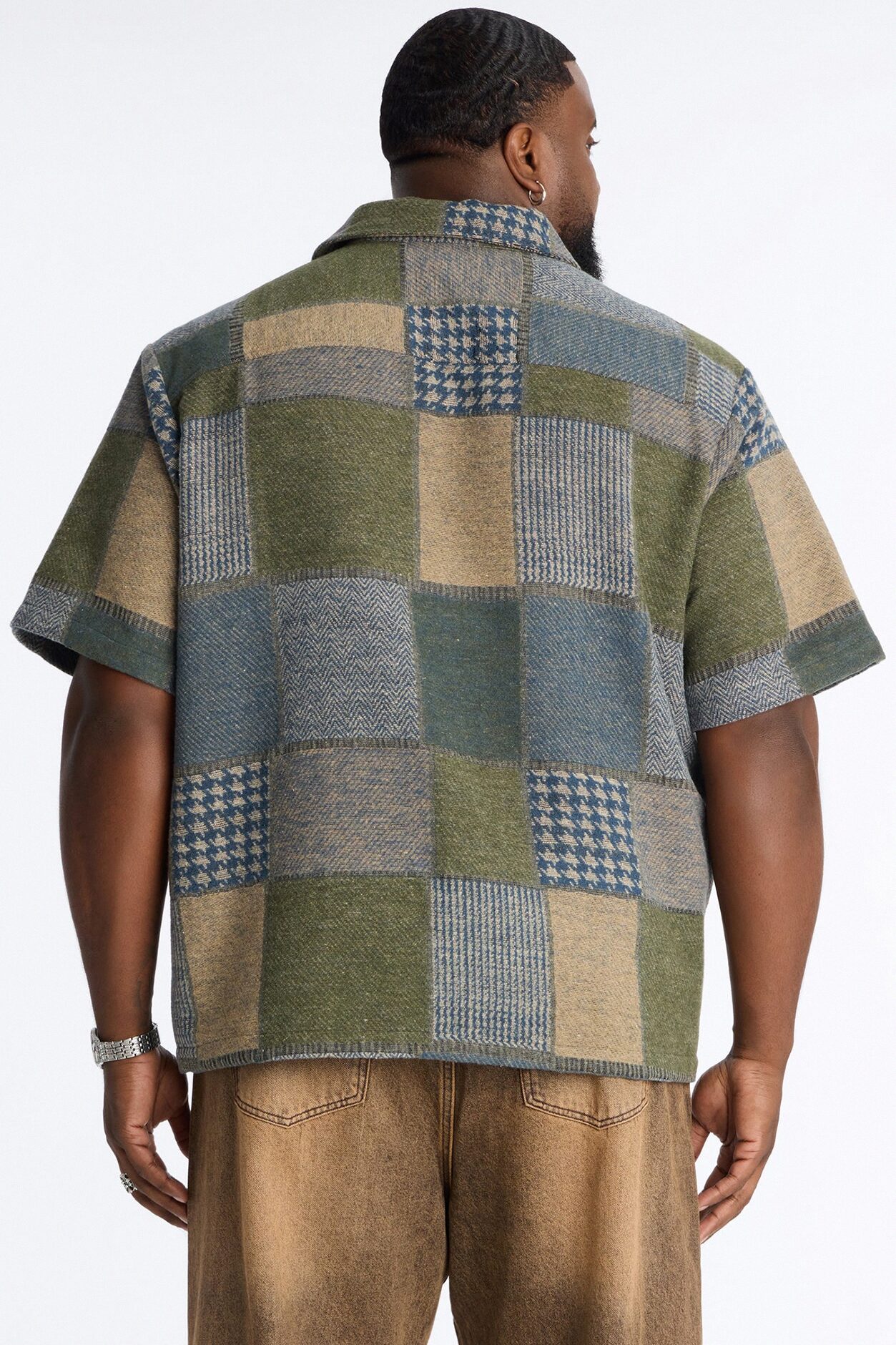 They're Satisfied Patch Relaxed Button Up Shirt - Olive
