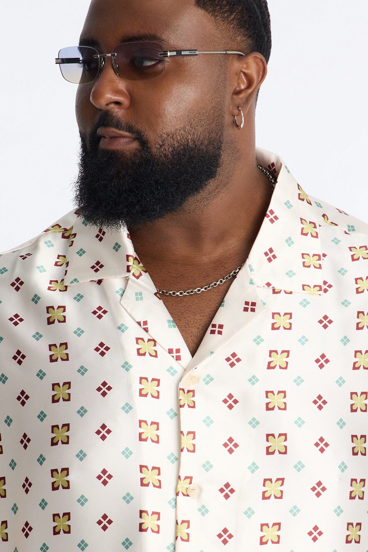 Relaxed Angular Bloom Button Up Shirt - White/combo