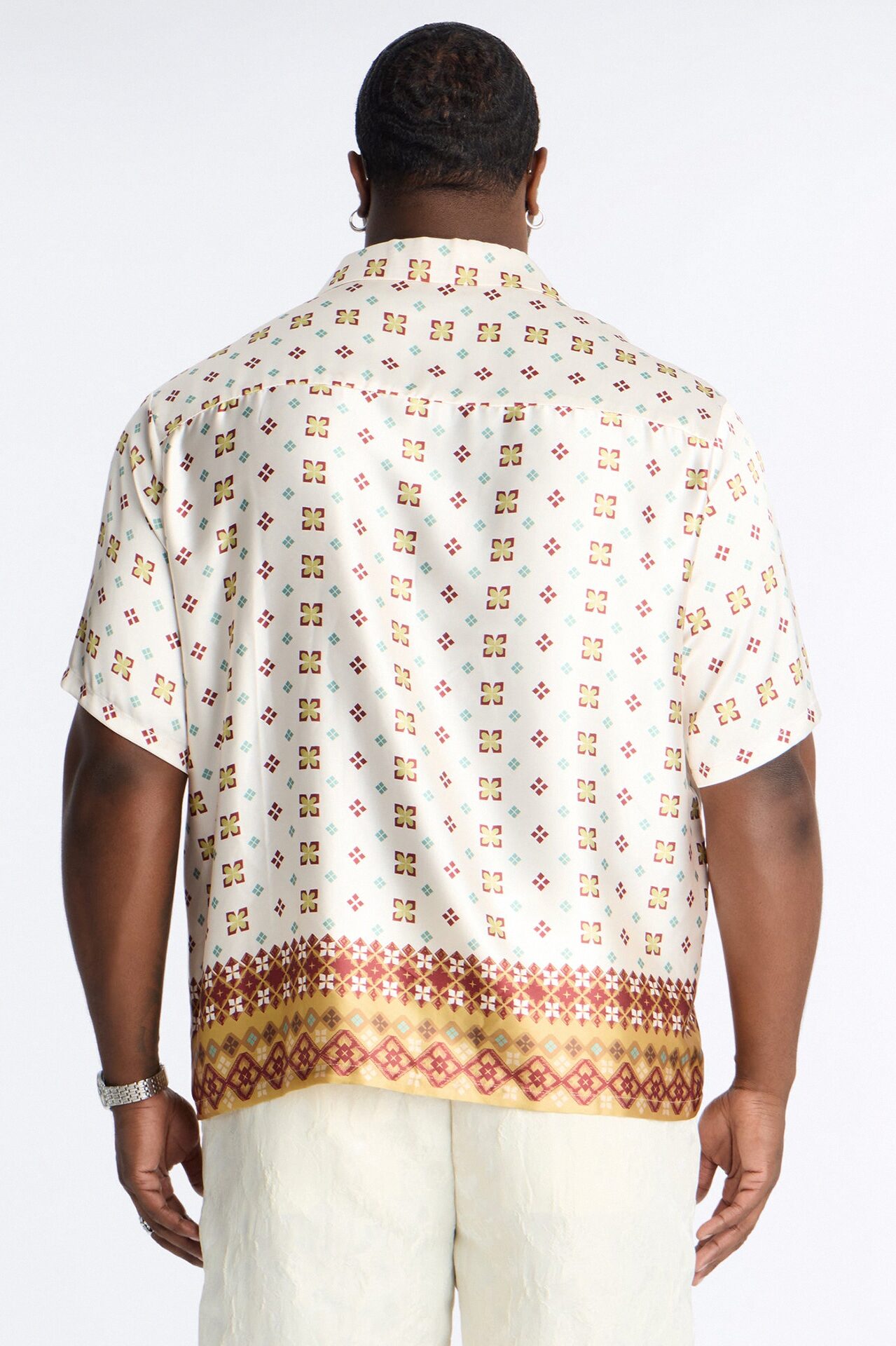 Relaxed Angular Bloom Button Up Shirt - White/combo