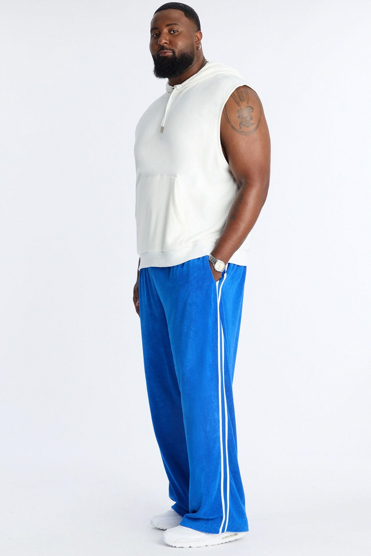Classic Terry Cloth Baggy Pant - Blue/combo