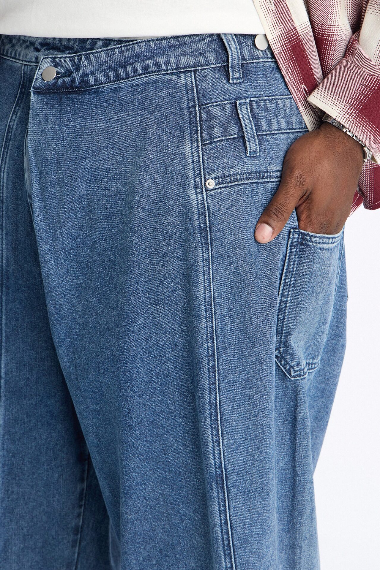 Baggy Crossover Come Again Jean - Medium Wash