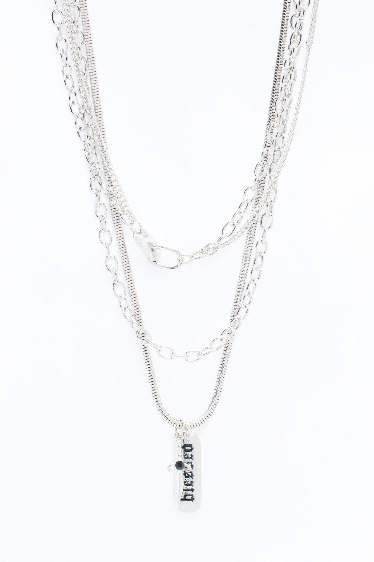 Blessed Dog Tag Necklace Set - Silver