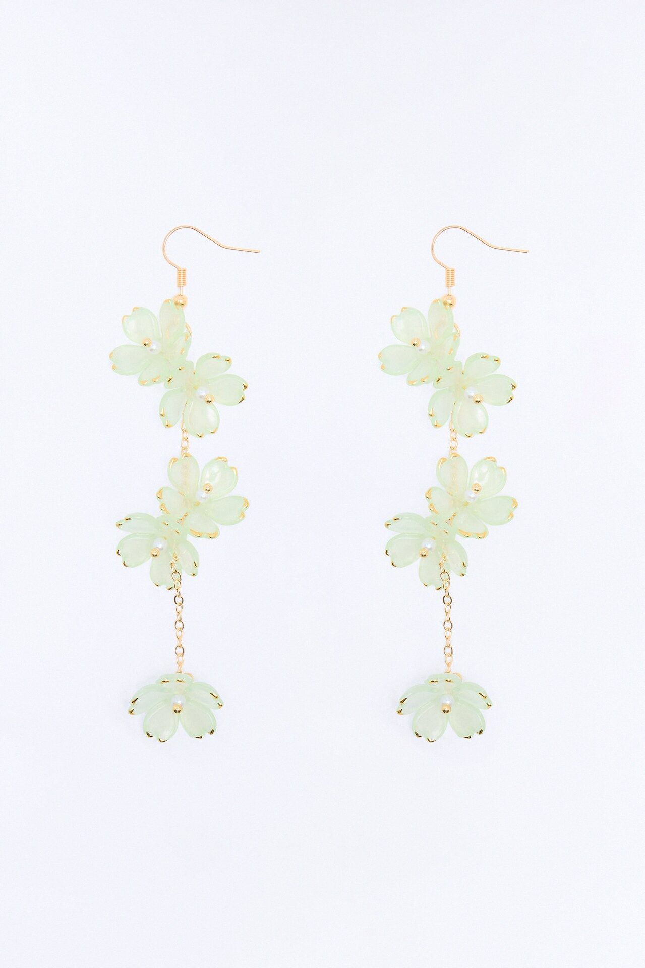 Grow Apart Floral Linear Earrings - Green