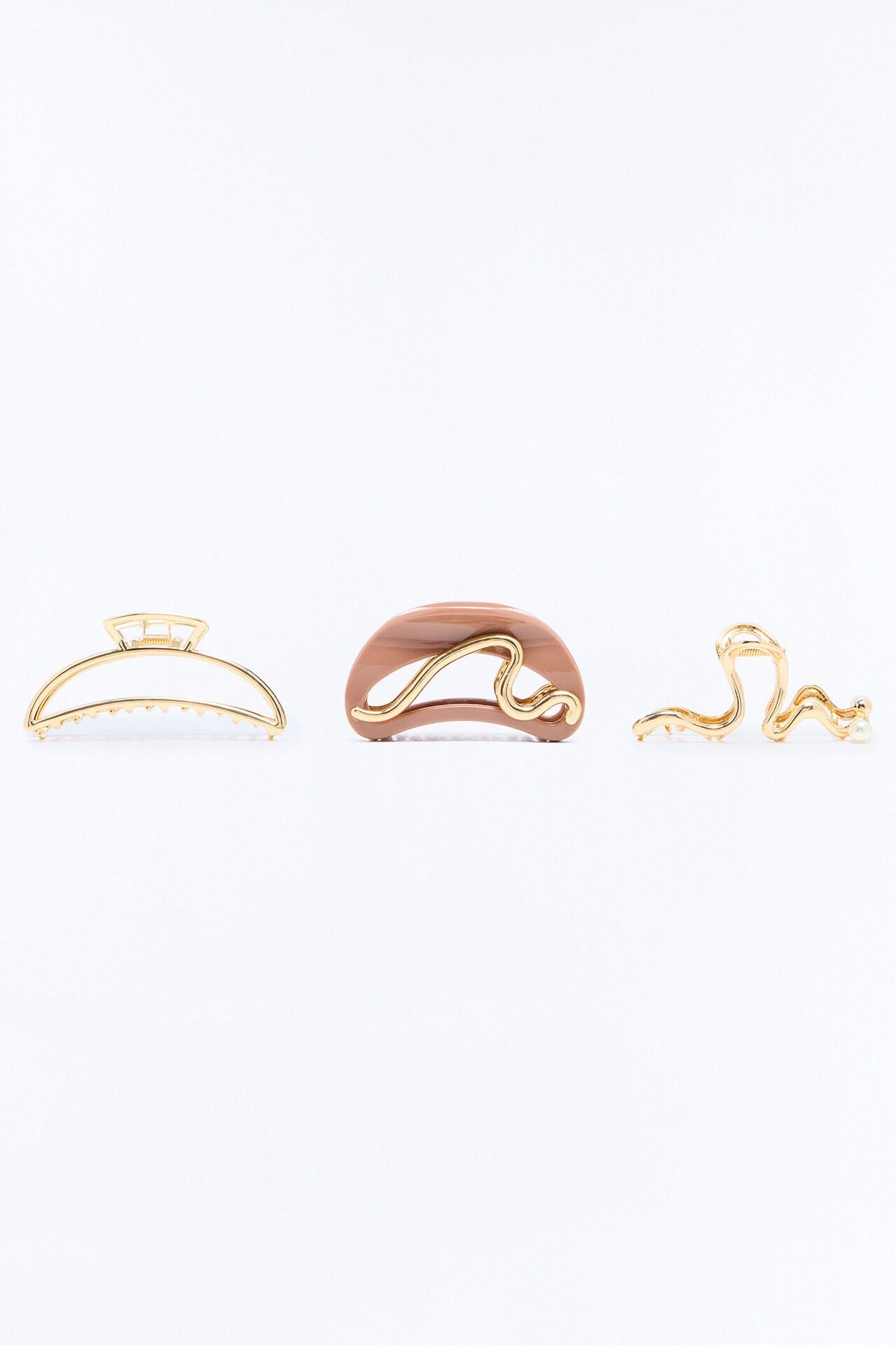 Waves On Hot Sand 3 Piece Claw Clip Set - Gold/combo
