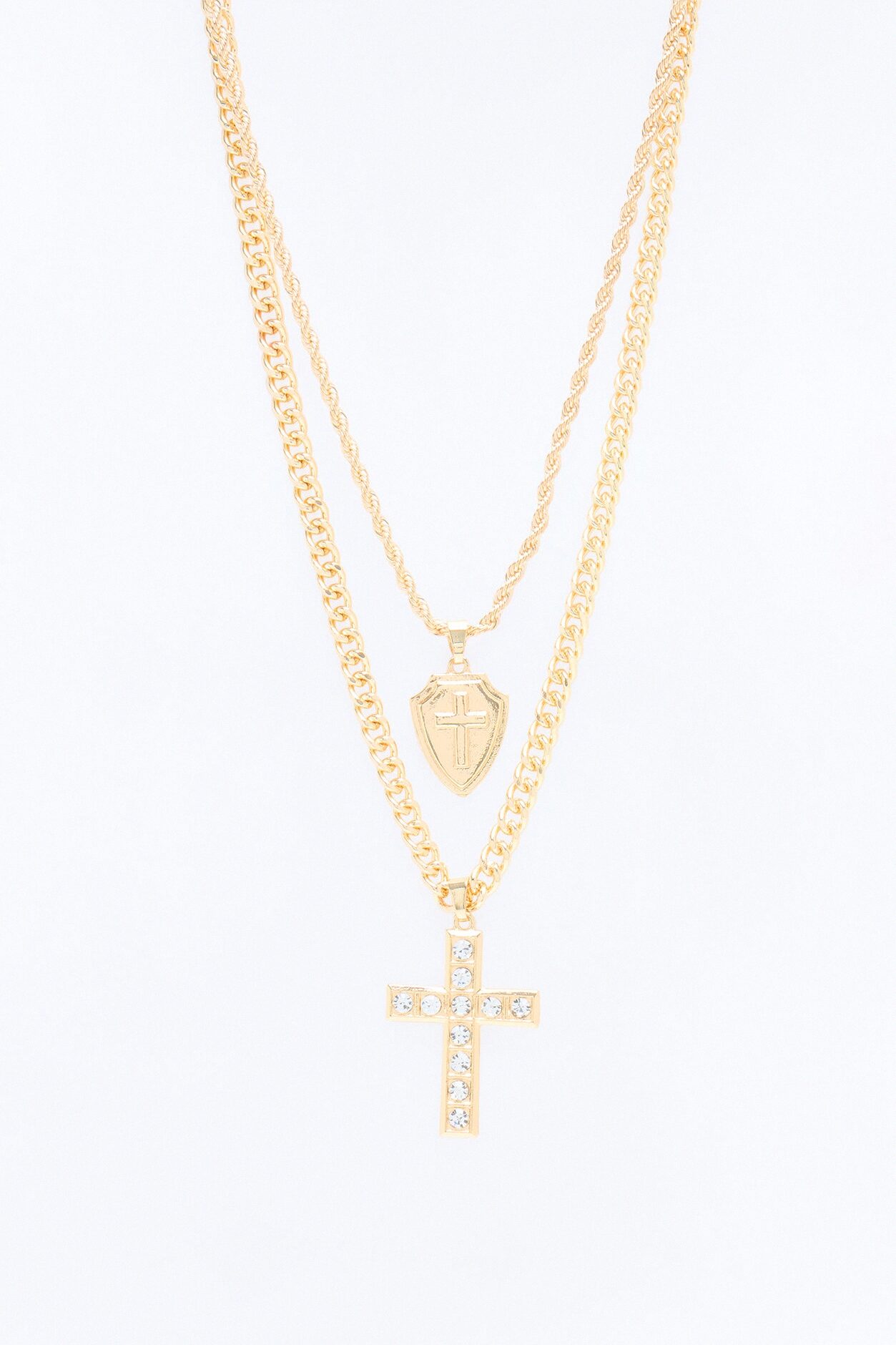 Protect My Faith Necklace Set - Gold