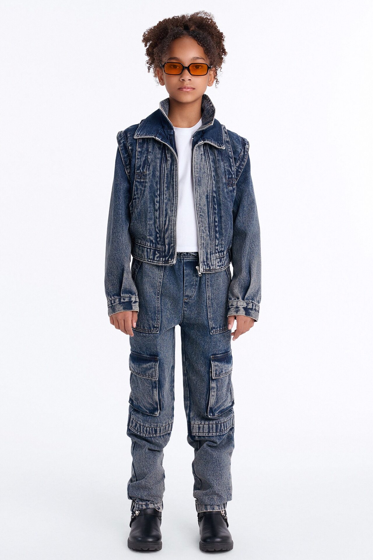 Mini Get To You Denim Jacket - Acid Wash Blue