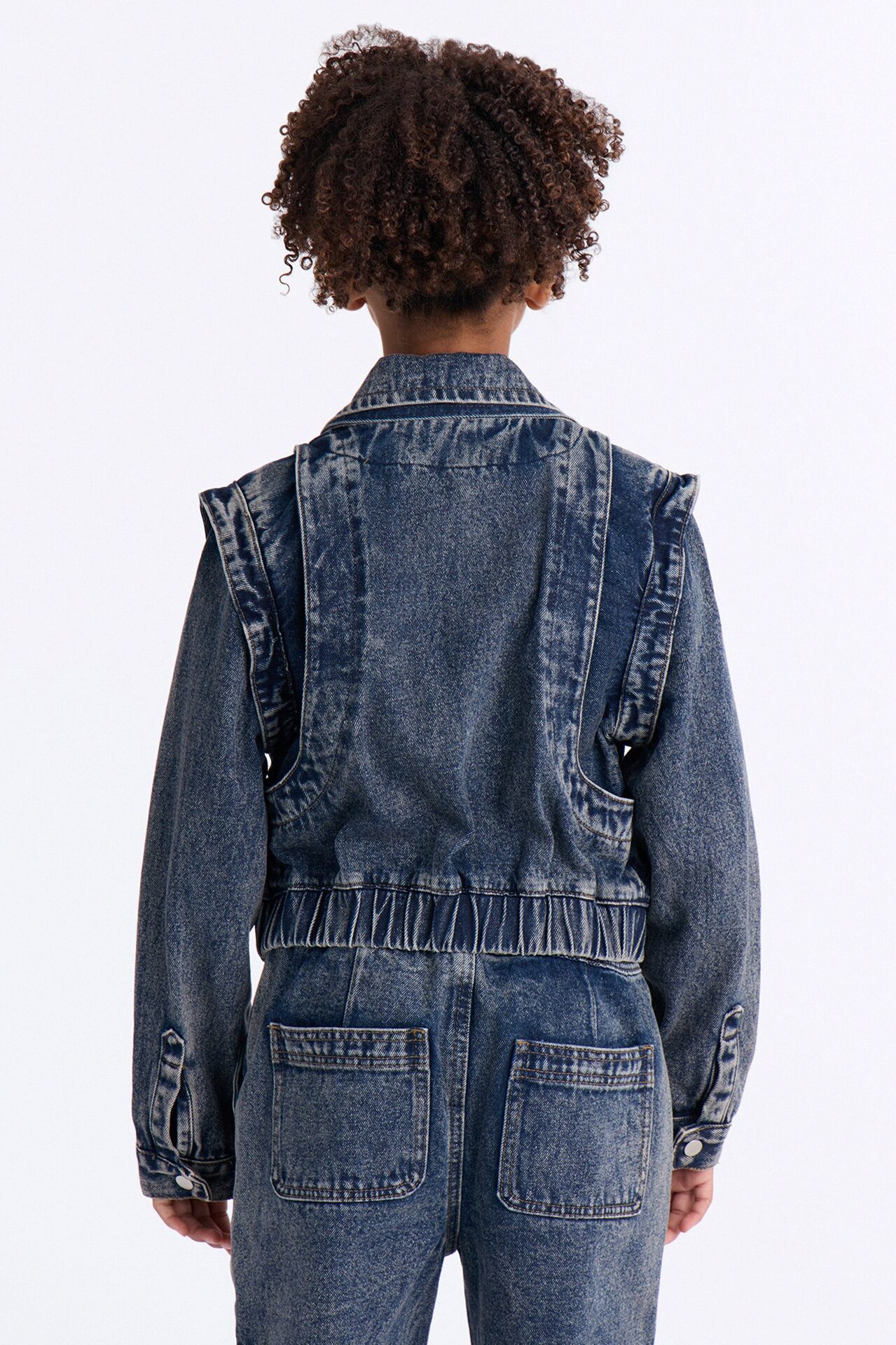 Mini Get To You Denim Jacket - Acid Wash Blue