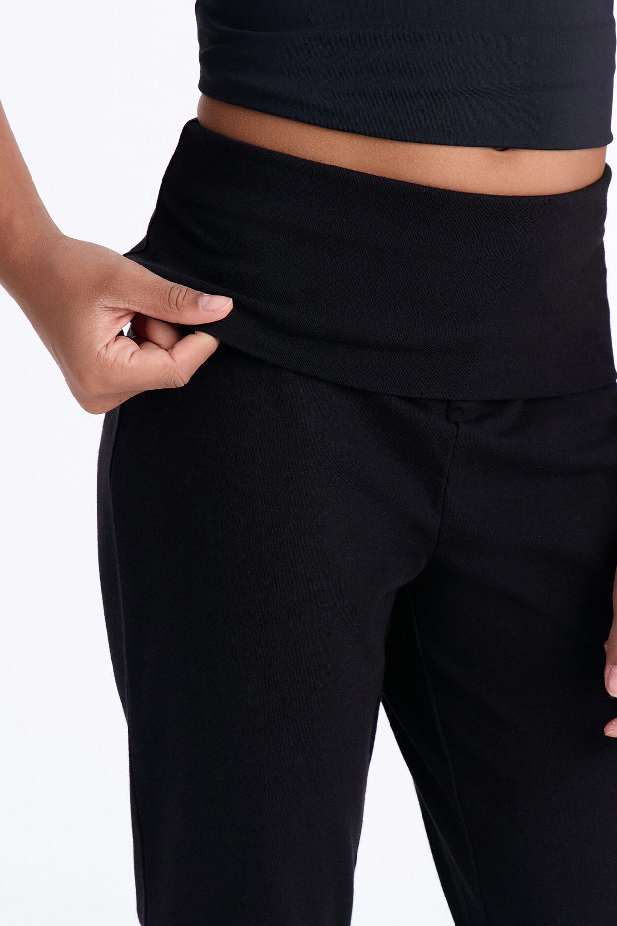 Mini Adriana Foldover Flare Pant - Black