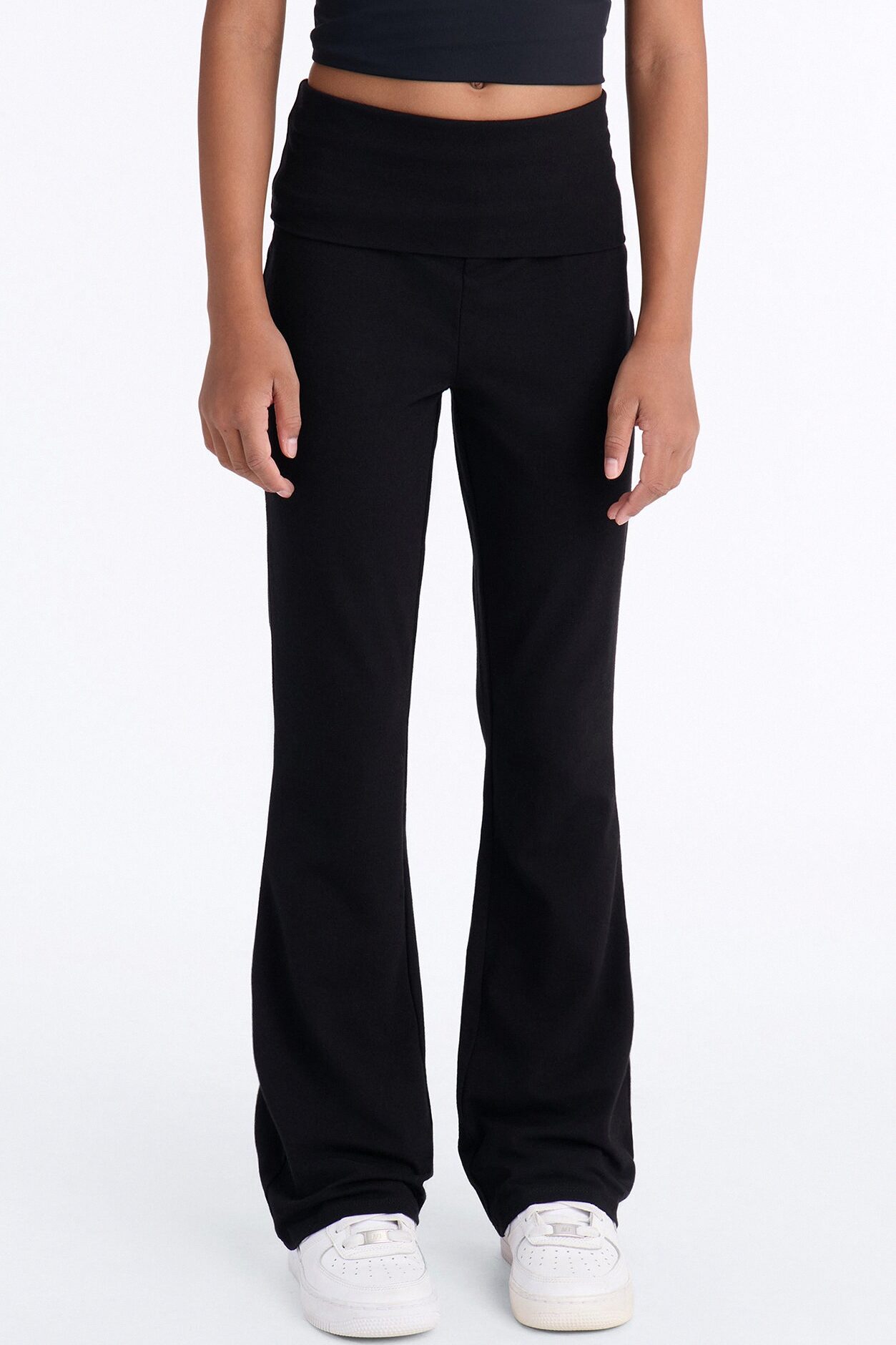 Mini Adriana Foldover Flare Pant - Black