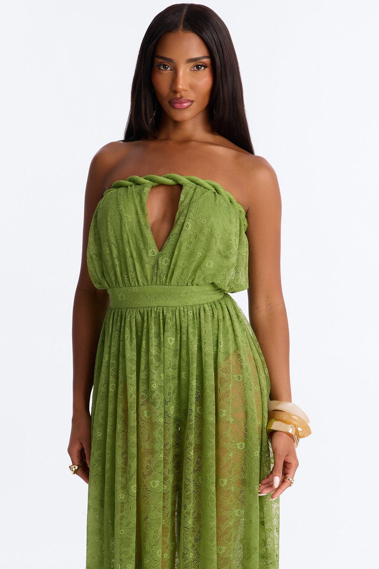 Came To Play Lace Maxi Dress - Green