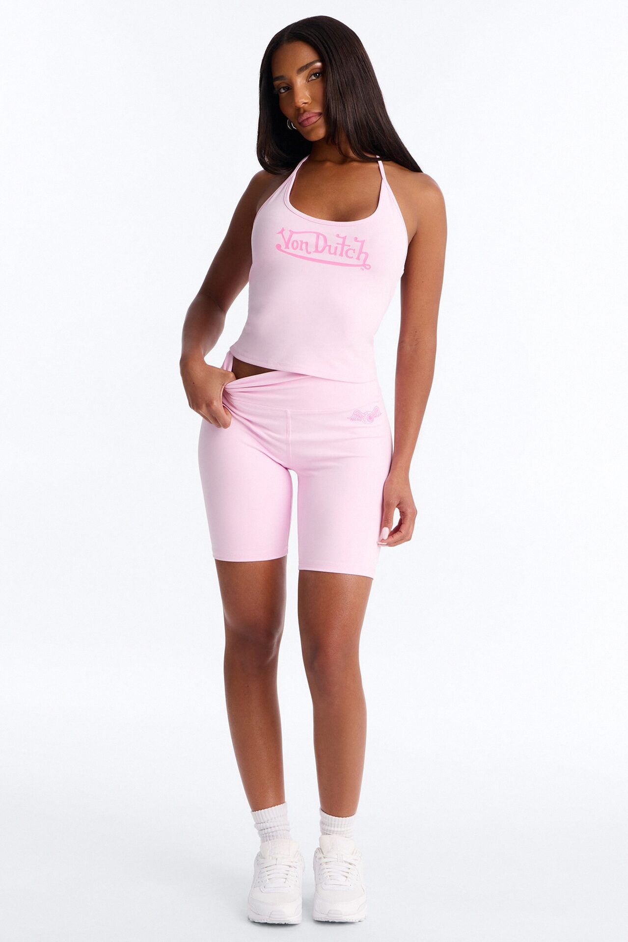 Von Dutch Sporty Foldover Shorts - Pink
