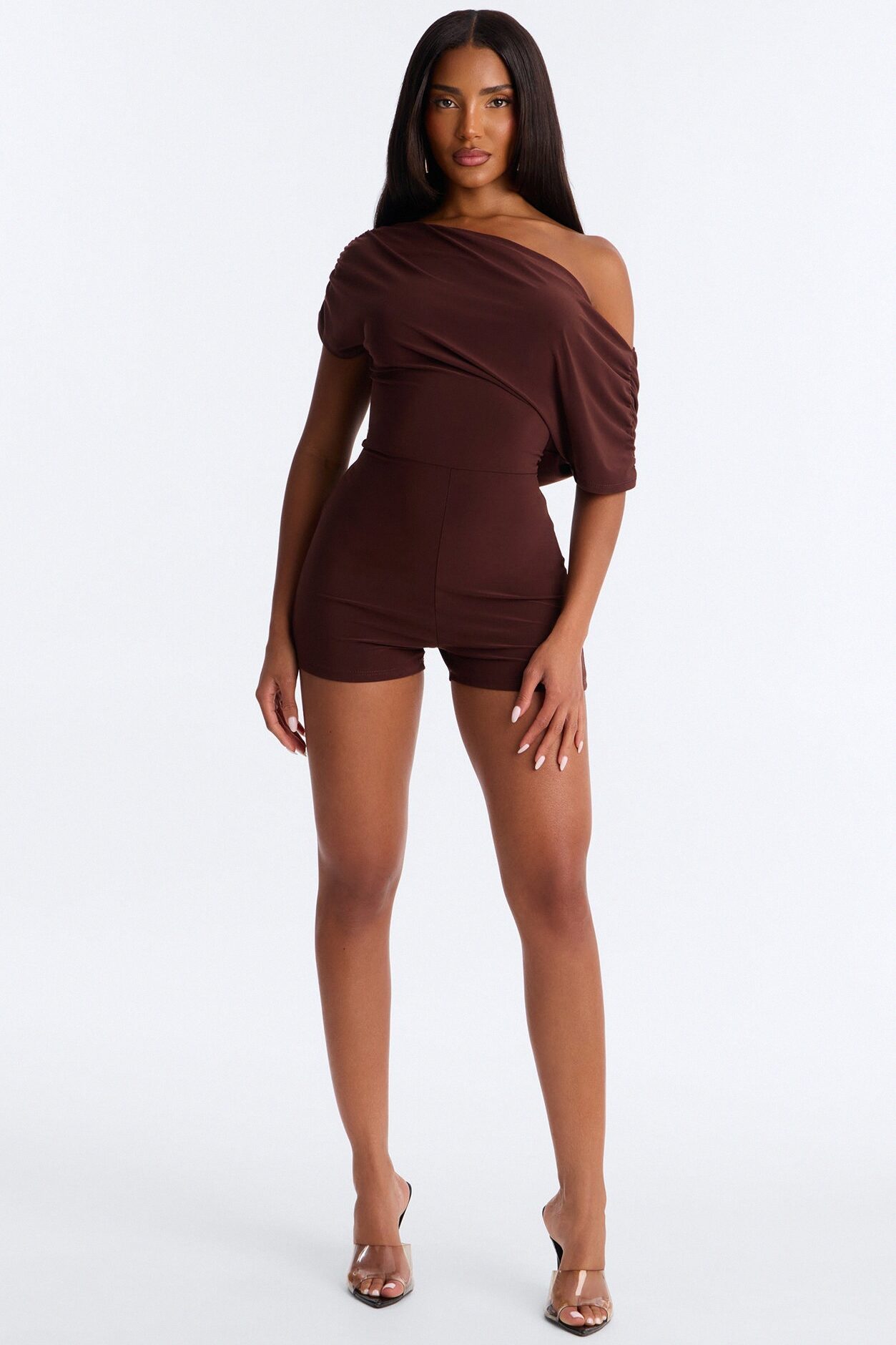 Bare And Bold Micro Short Romper - Chocolate