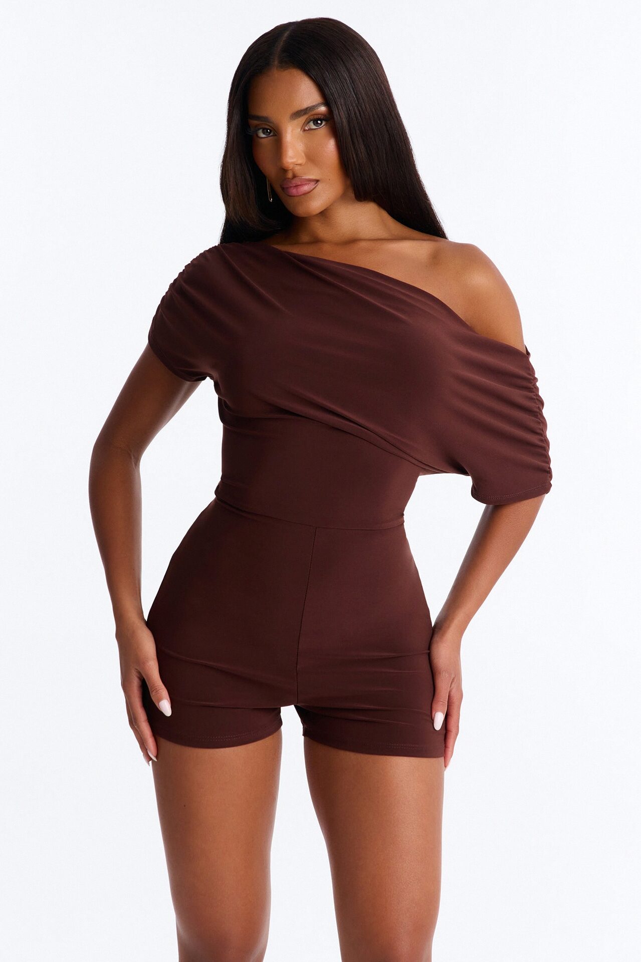 Bare And Bold Micro Short Romper - Chocolate