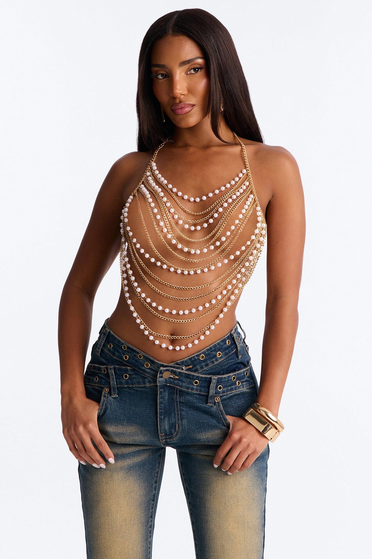 Keep On Dancing Body Chain - White/Gold